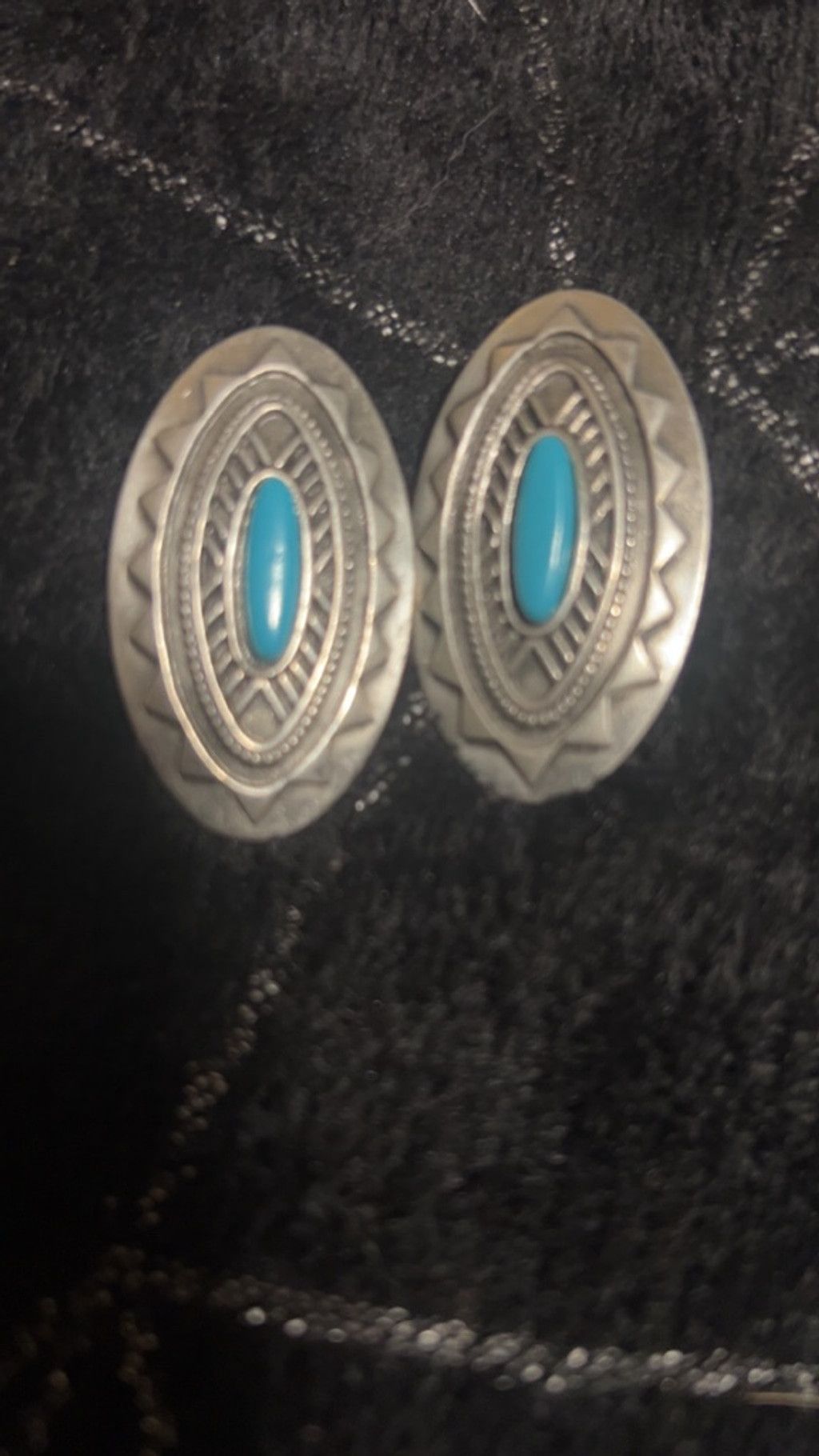 The Unbranded Brand Women's Unbranded Oval Silver Turquoise Stud Earrings One Si Size ONE SIZE - 2 Thumbnail
