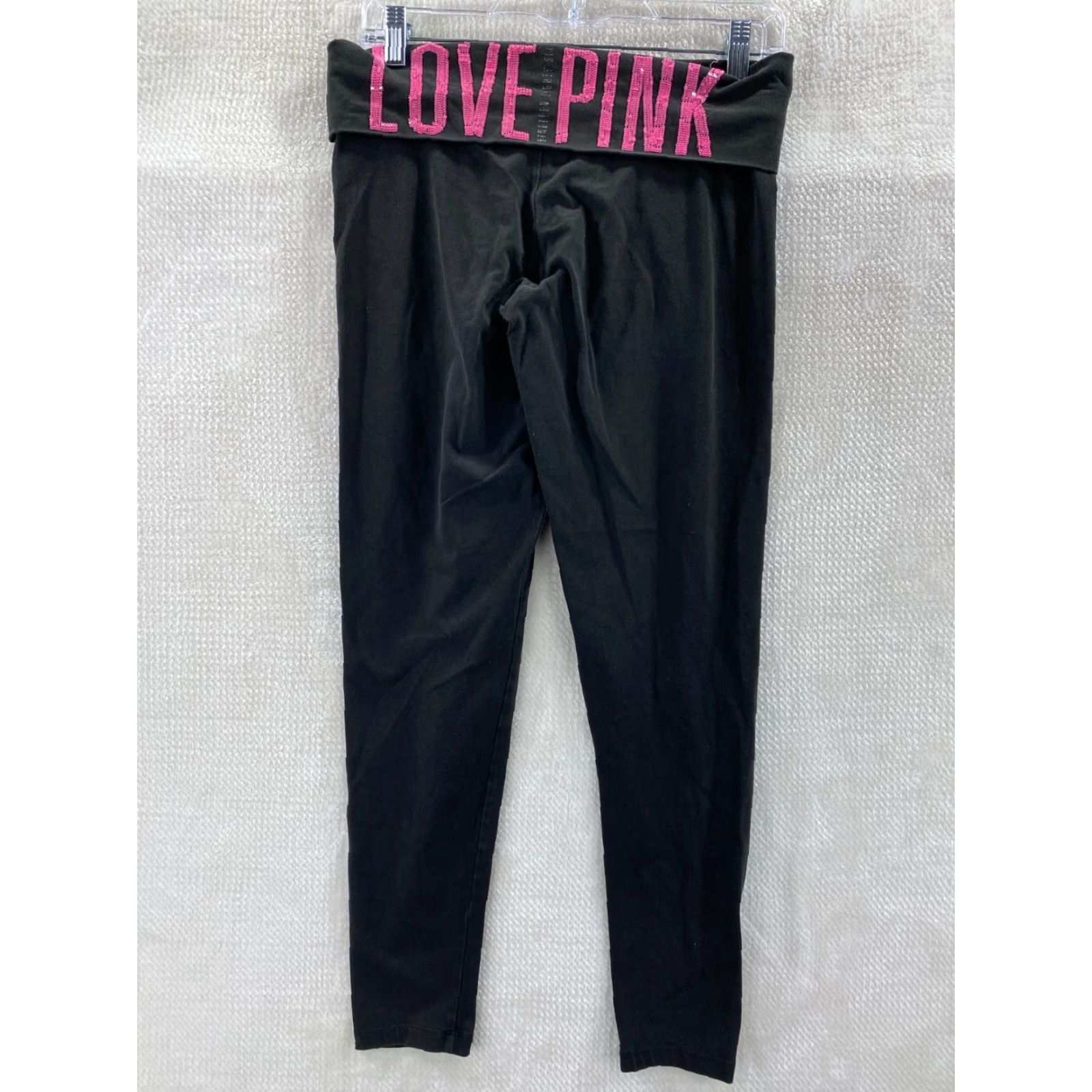 Victoria's Secret VINTAGE Victoria's Secret Love Pink Sequins Yoga Women Activewear Tight Black Leggings Med Size 32" / US 10 / IT 46 - 2 Thumbnail