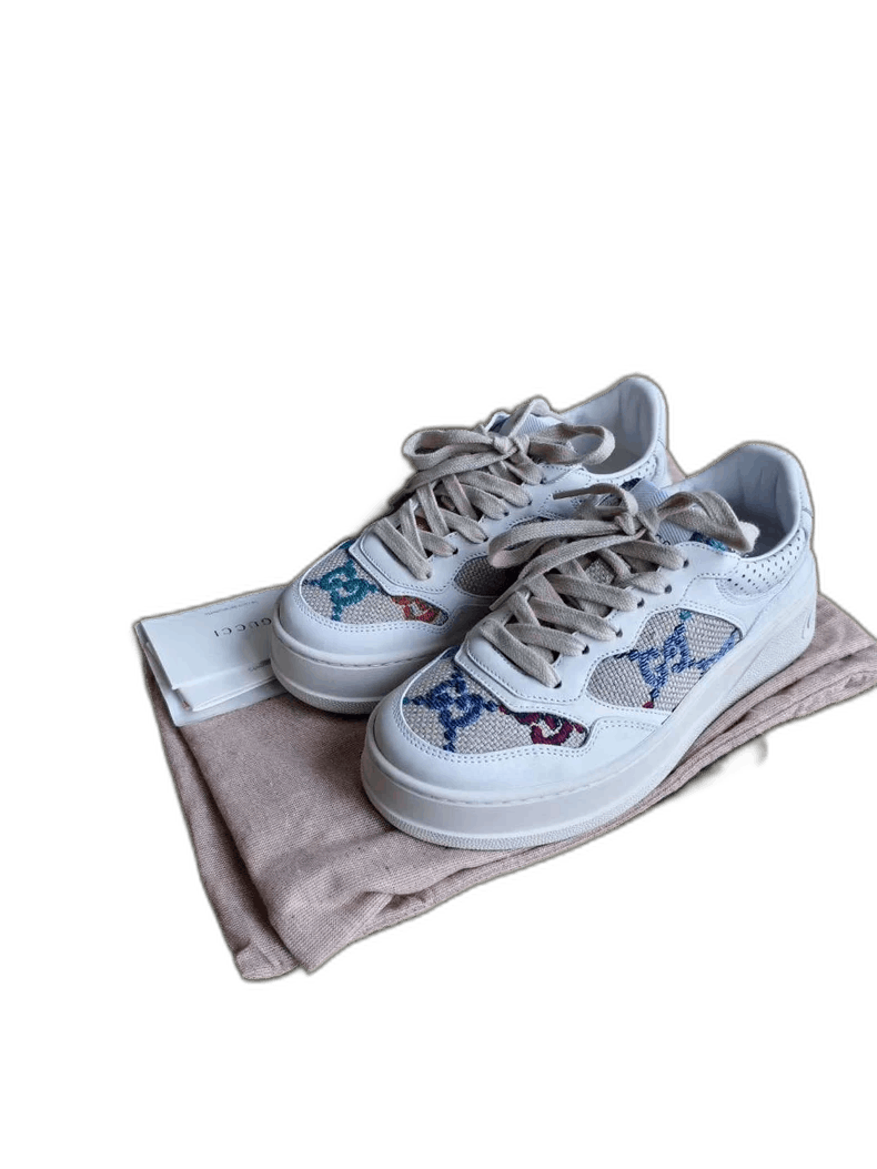 Gucci GUCCI GG Multicolor Embroidered Sneaker Shoes-2505 Size US 5 / EU 37 - 1 Thumbnail