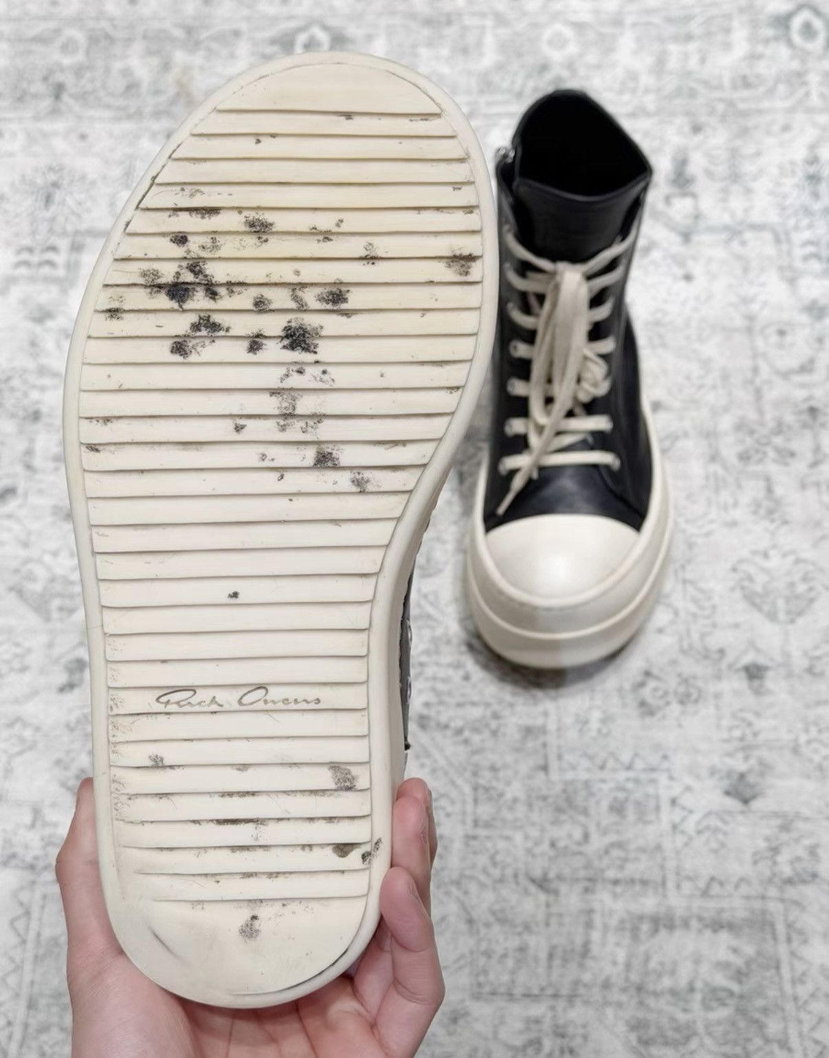 Rick Owens Rick Owens Mainline Leather High-Top Converse, Thick Sole Size US 7 / EU 40 - 8 Thumbnail