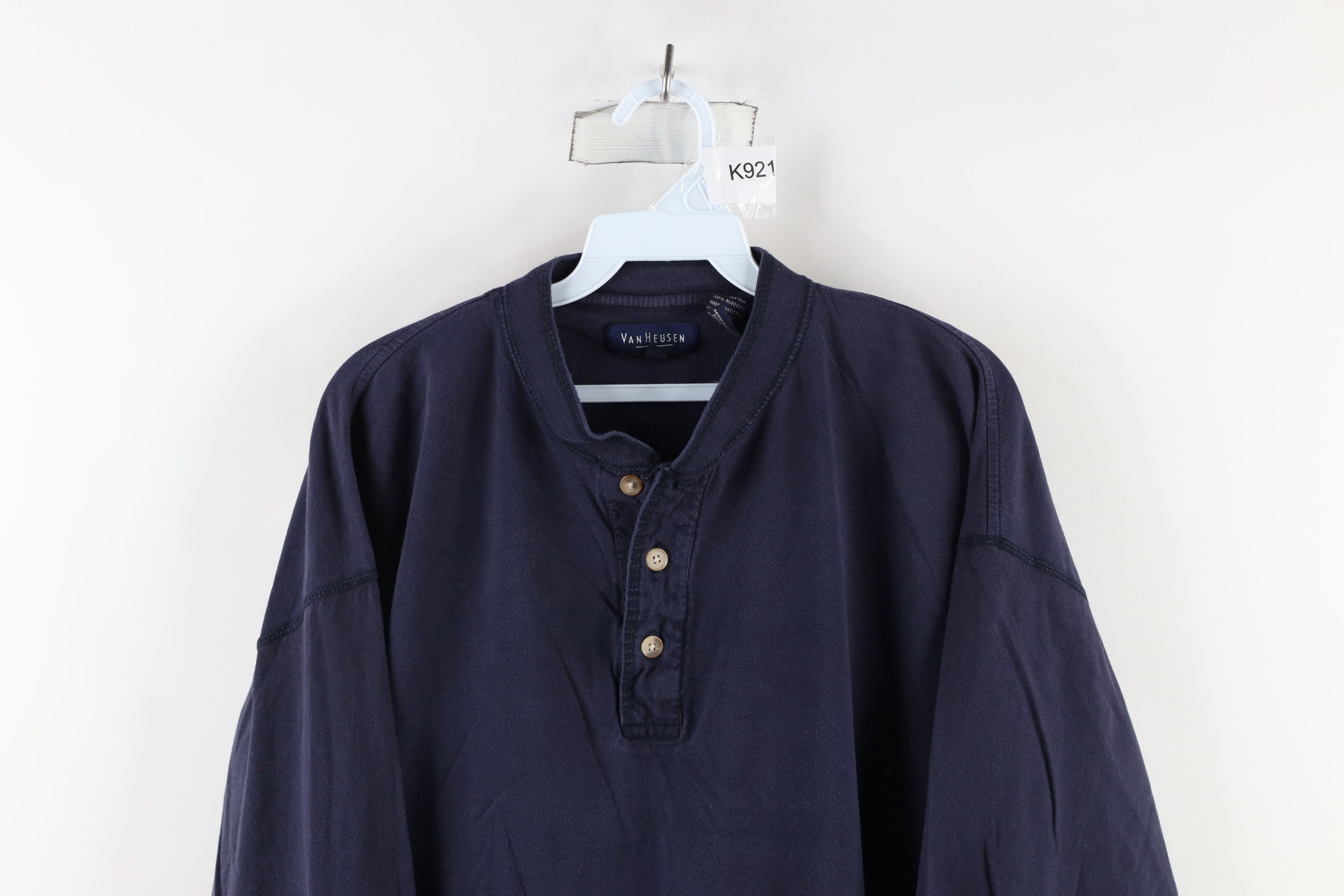 Vintage Vintage 90s Streetwear Long Sleeve Henley T-Shirt Blue Size US XL / EU 56 / 4 - 2 Thumbnail