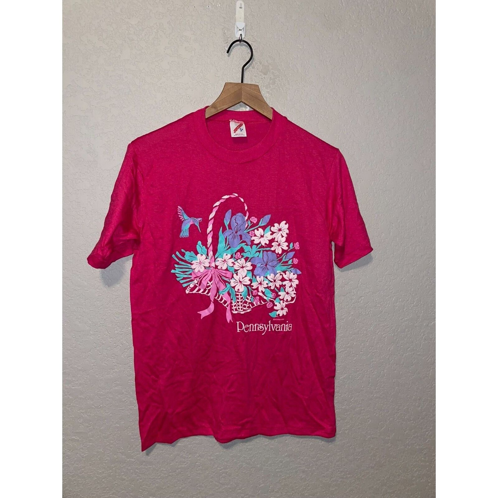 Jerzees Vintage Pennsylvania Shirt Flower Pink Tee VTG 90s Medium Size US M / EU 48-50 / 2 - 1 Thumbnail