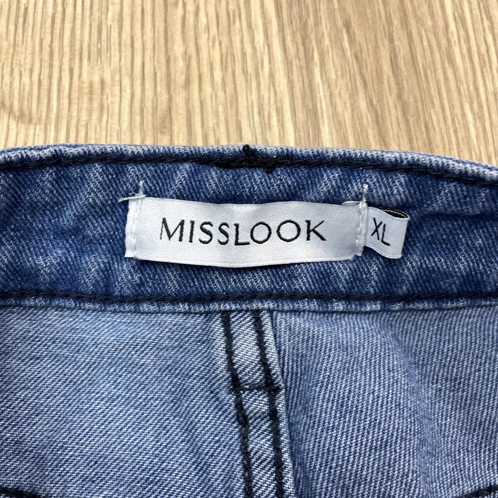 Vintage Miss Look Denim Blue Jeans Women's XL High Rise Straight Fit Hipster Boho Floral Painted Hippie Style Size 40" / US 18 - 2 Thumbnail