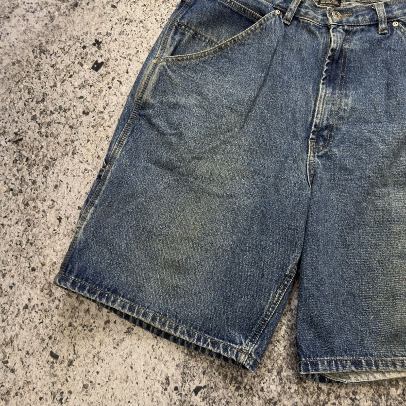 Vintage Faded Thrashed Distressed Denim Carpenter Shorts ERD Grunge Size US 36 / EU 52 - 8 Thumbnail