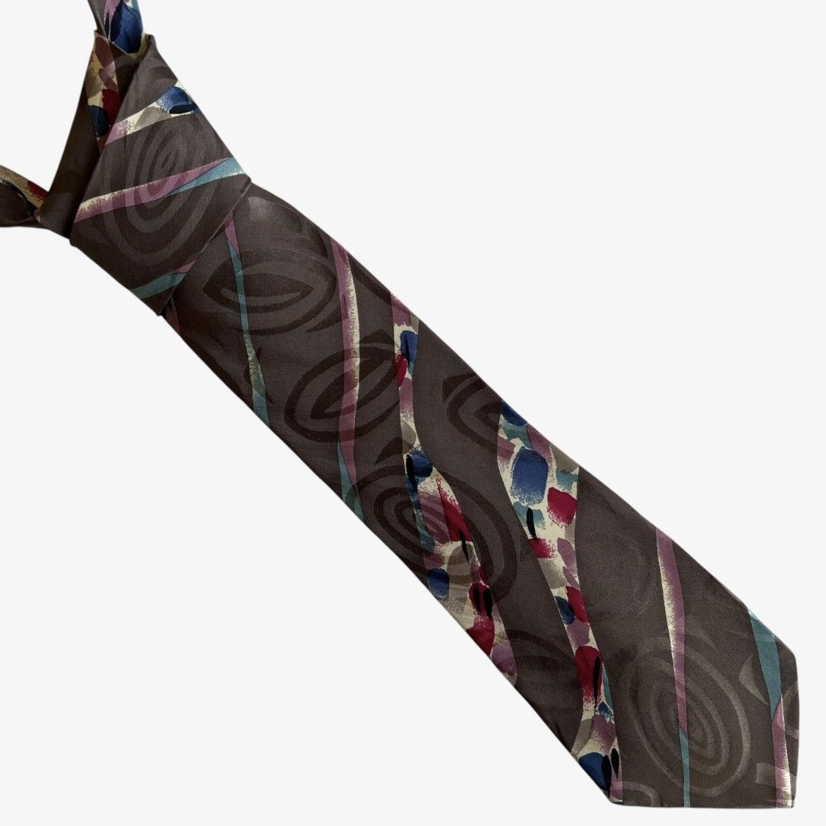 Paolo Gucci Vintage 80s Paolo Gucci Abstract Colourful Striped Silk Tie Size ONE SIZE - 1 Thumbnail