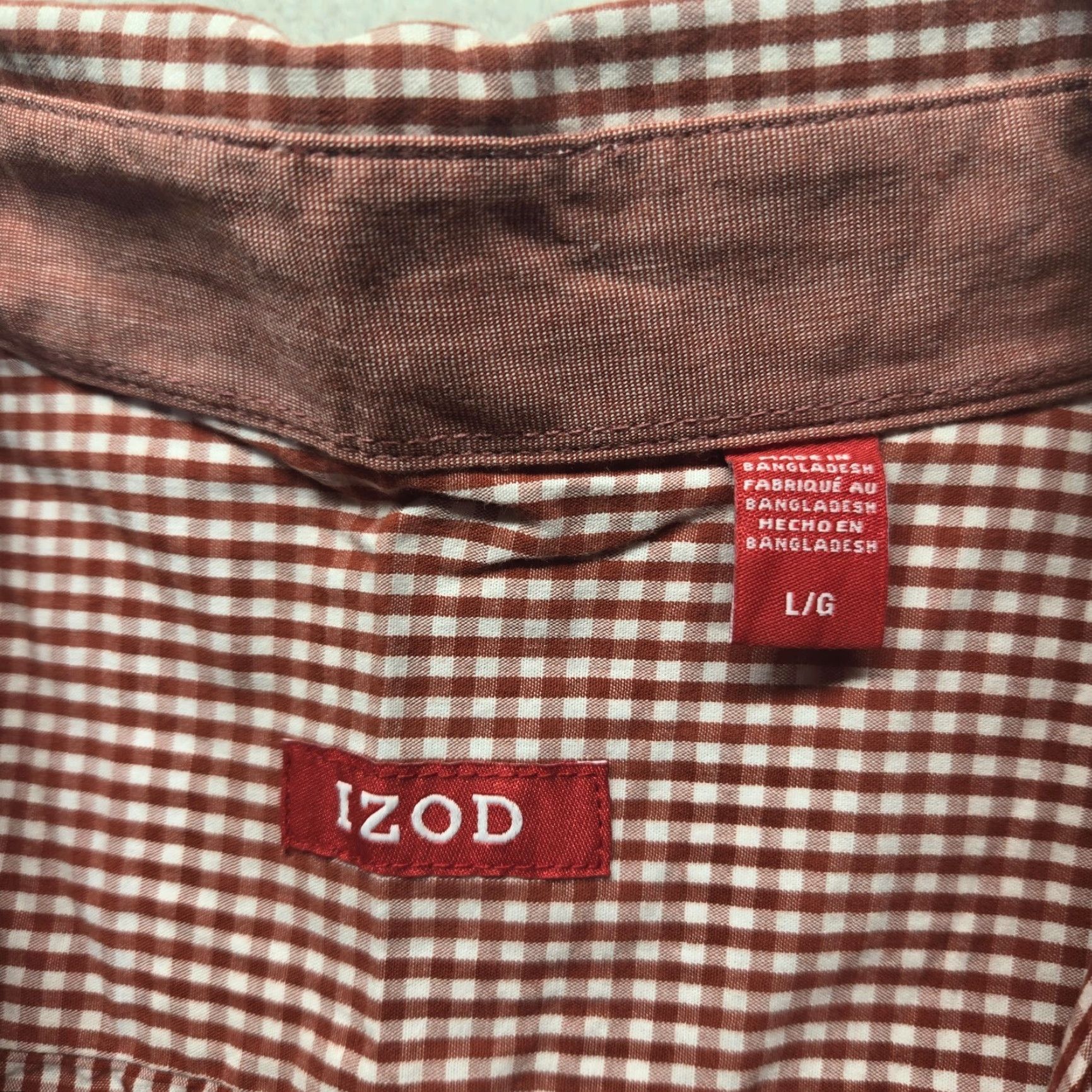 Izod Izod Shirt Check Red Button-Up Long Sleeve Adult Men's Size L Size US L / EU 52-54 / 3 - 3 Thumbnail