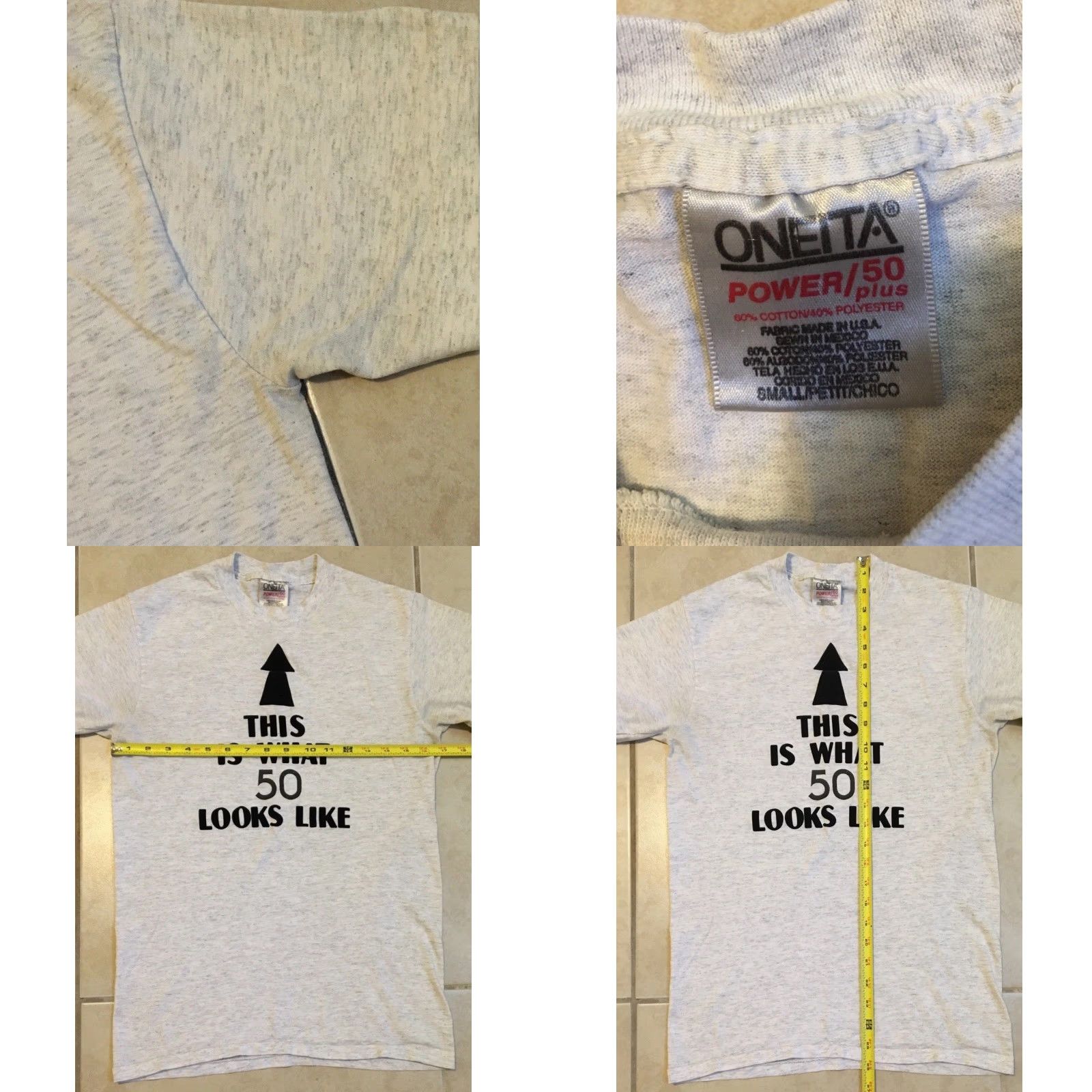 Vintage VINTAGE 90s This Is What 50 Looks Like Faded Shirt S Funny Saying Gray Short Sleeve T-Shirt Mens Graphic Tee Size US S / EU 44-46 / 1 - 8 Thumbnail