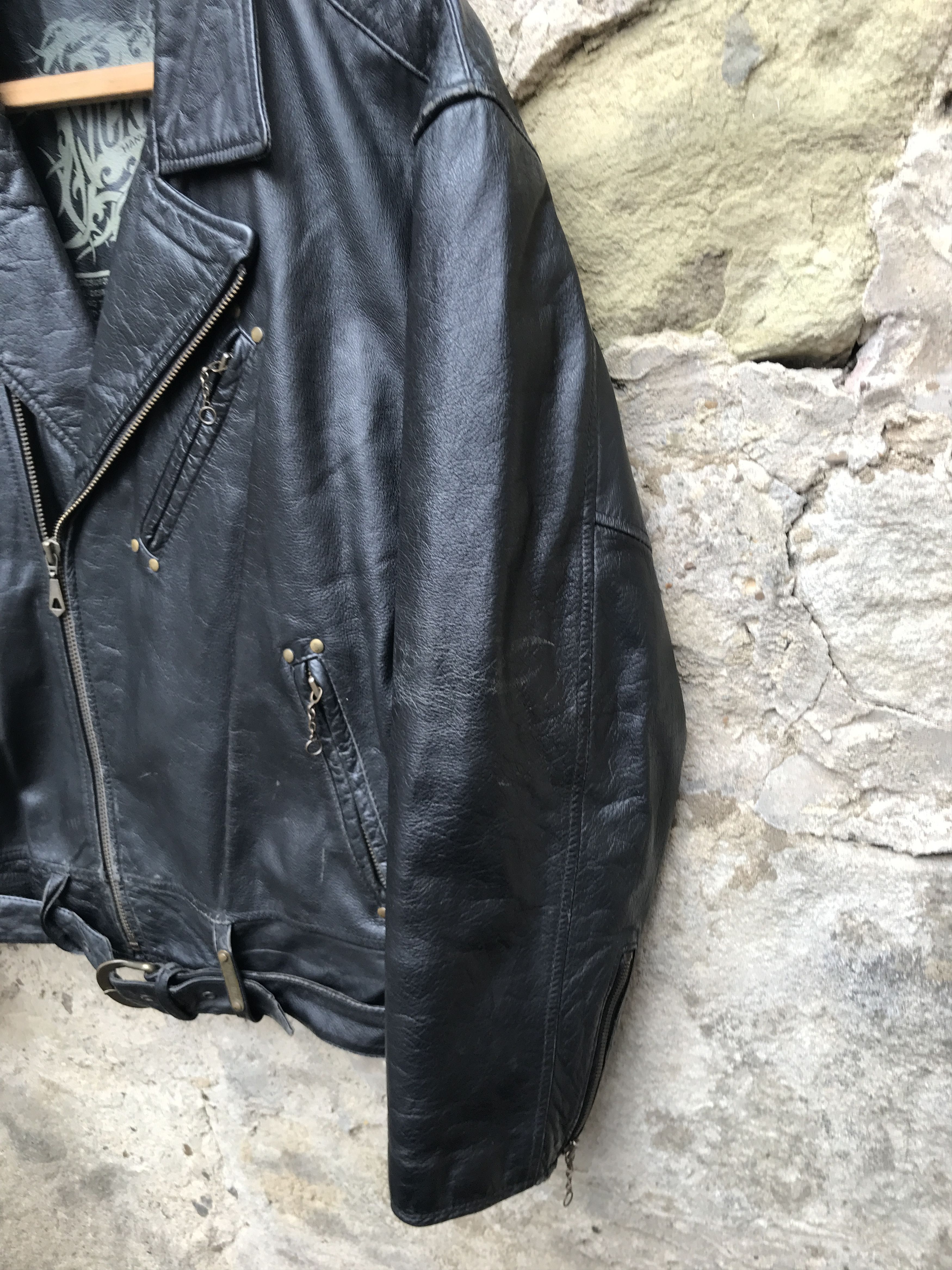 Genuine Leather Vintage 90s Leather Biker Jacket Tribal tattoo's Nickelson Size US L / EU 52-54 / 3 - 7 Thumbnail