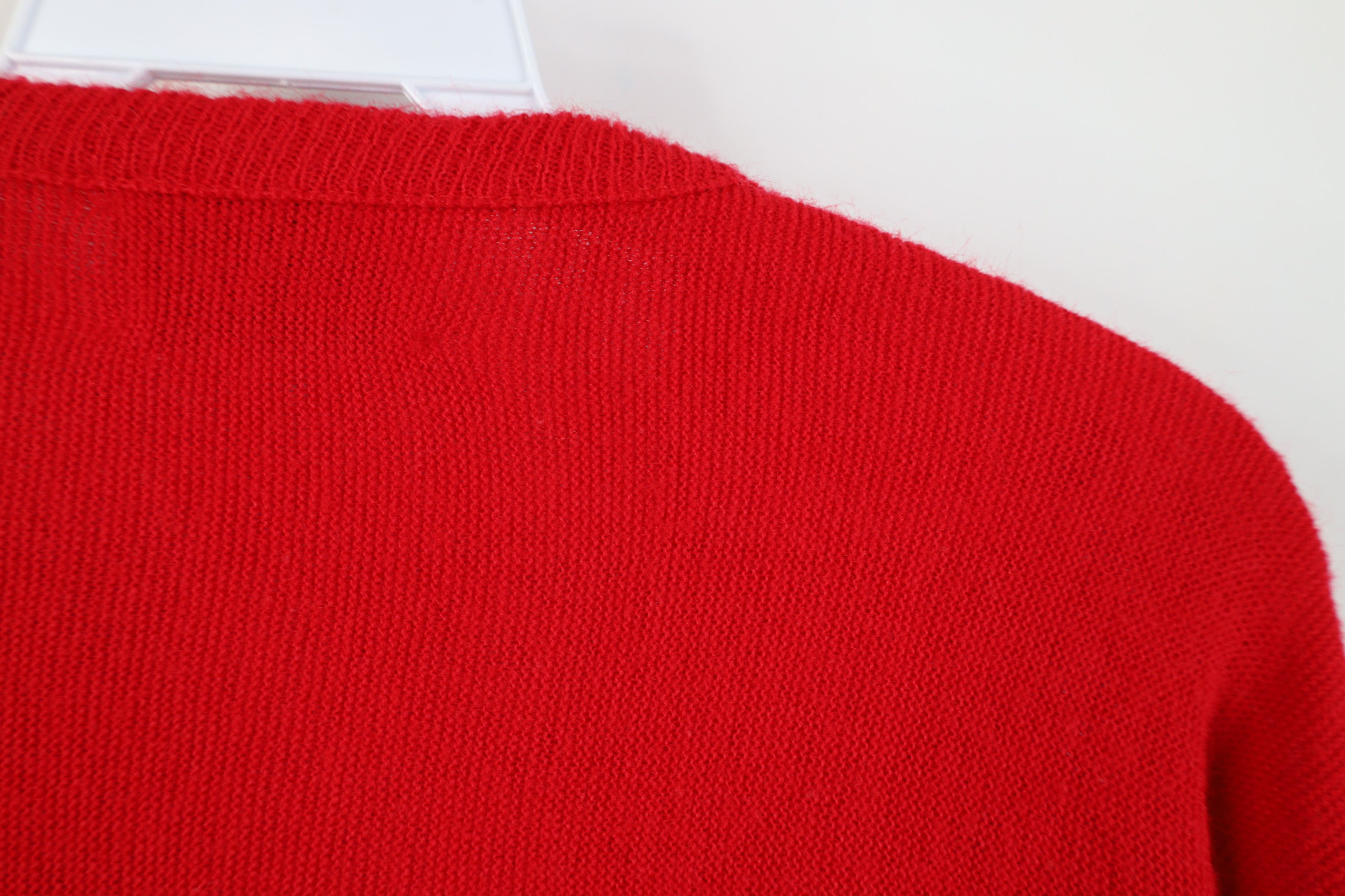 Vintage Vintage 70s Streetwear Knit V-Neck Sweater Red Acrylic USA Size US L / EU 52-54 / 3 - 9 Thumbnail