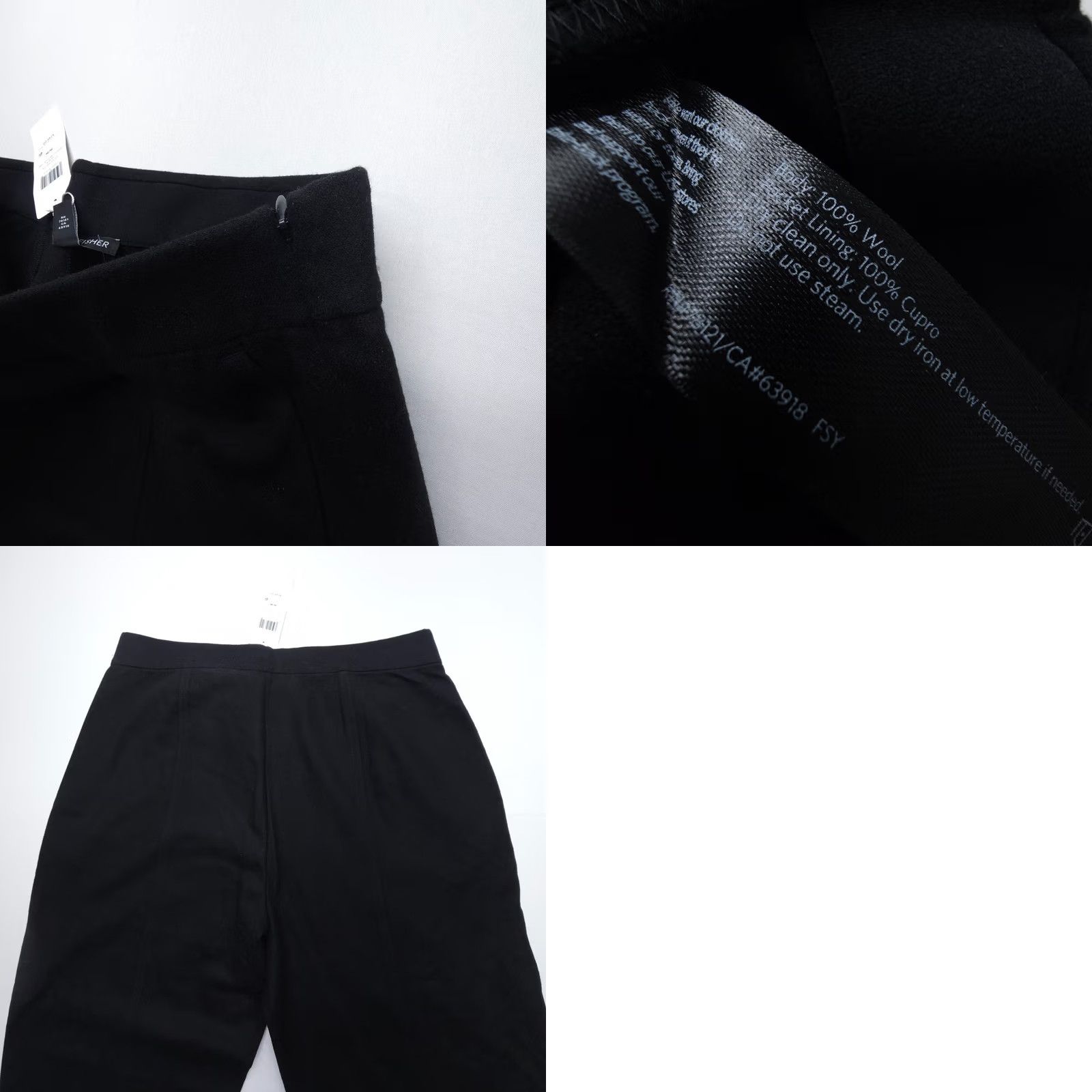 Eileen Fisher Eileen Fisher Pants Womens Medium Black Flannel Wool Flat Front Tapered 26in Inseam NWT Authentic Dress Size 32" / US 10 / IT 46 - 9 Thumbnail