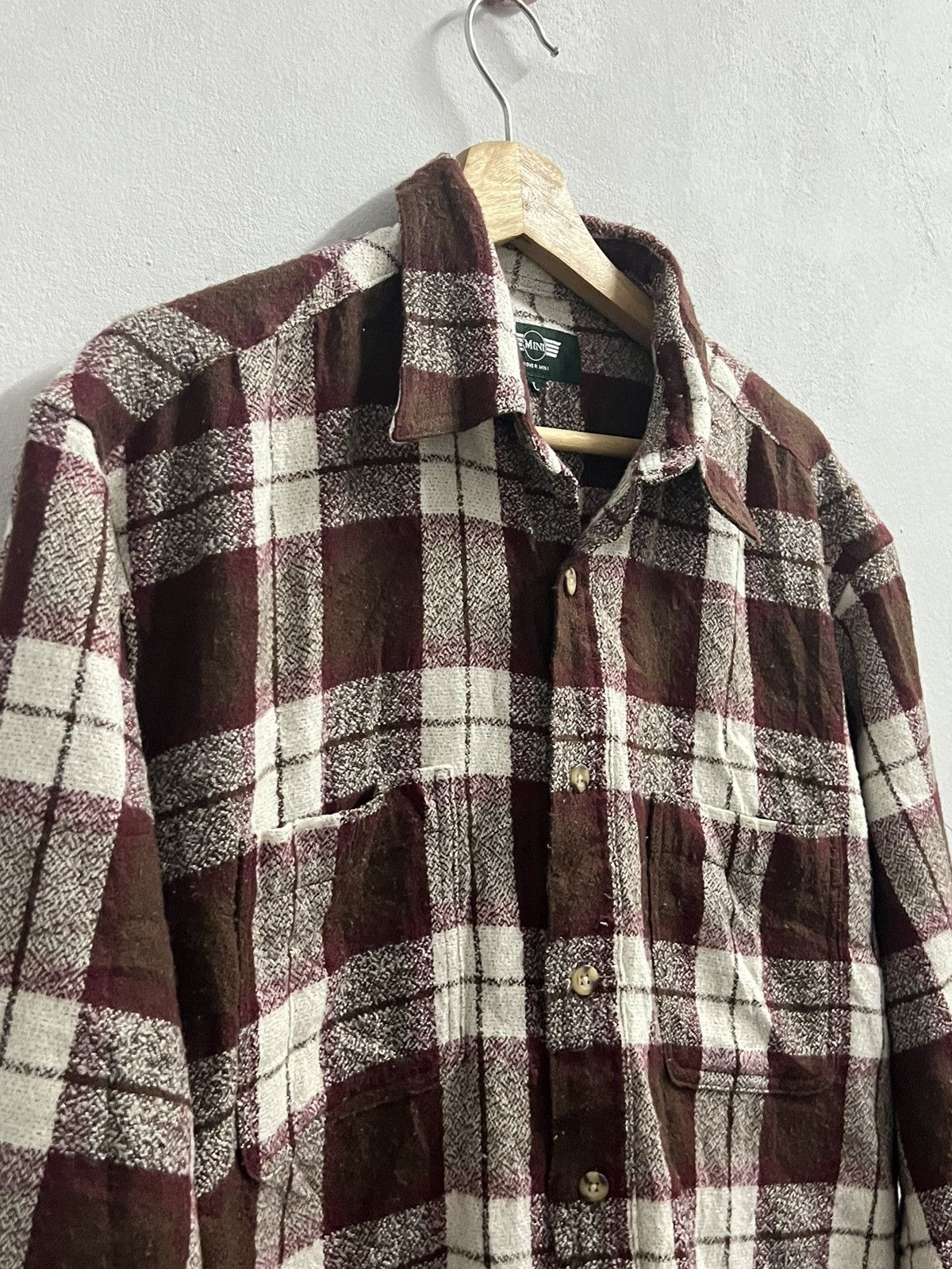 Rover mini flannel button up brown check