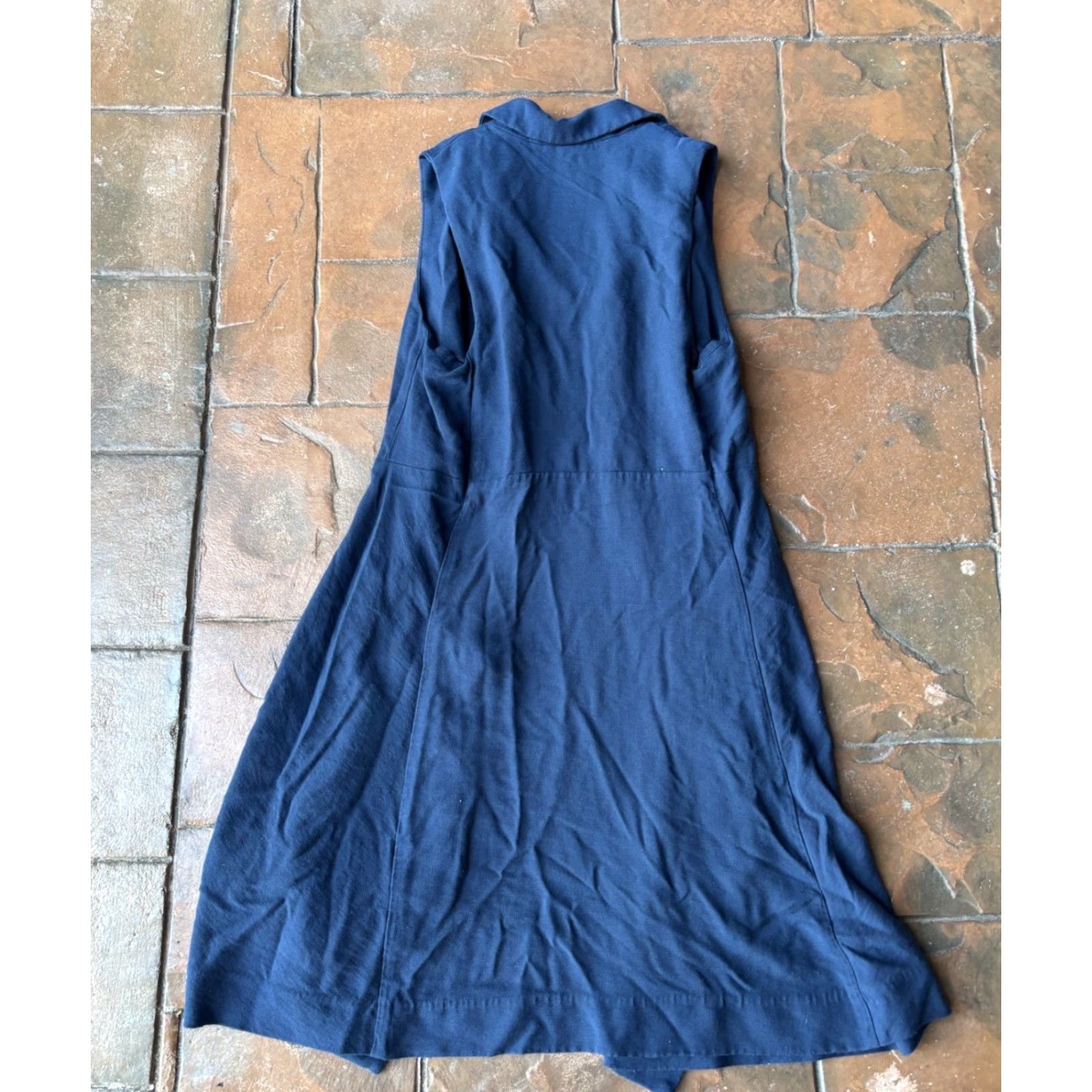 Anthropologie Anthropologie Vest Women’s XXS Blue Draped Longline Wrapped Duster Sleeveless Tie Kimono Bohemian Style Modern Casual XS? Size XXS / US 00 / IT 34 - 3 Thumbnail