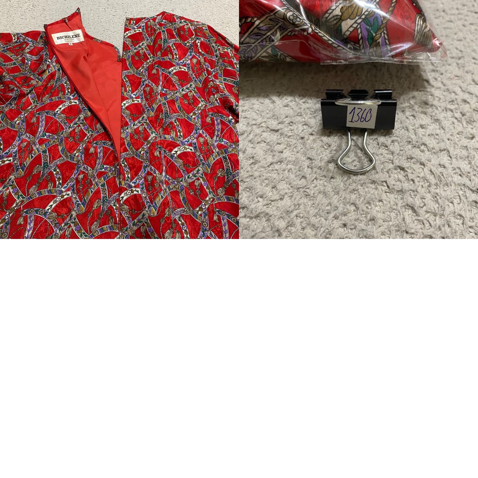 Vintage VINTAGE Richilene Womens Dress S Red 3/4 Sleeve V-Neck Midi 70s Geometric Bohemian Small US Size S / US 4 / IT 40 - 9 Thumbnail