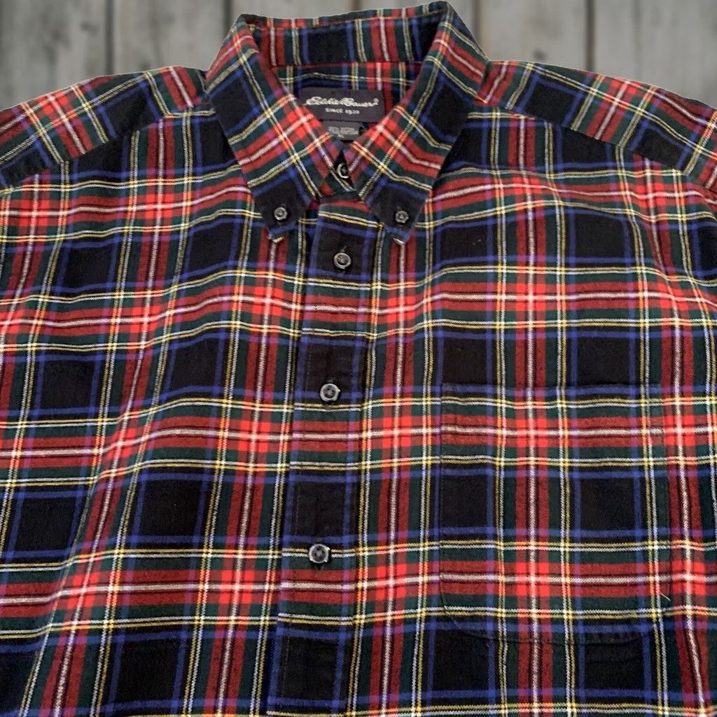 Eddie Bauer Eddie Bauer Flannel Shirt Mens XL Tartan Plaid Button-Up 100% Cotton Blue Multicolor Long Sleeve Casual Travel Easy Care Pockets Button-Down Collared Size US XL / EU 56 / 4 - 1 Thumbnail
