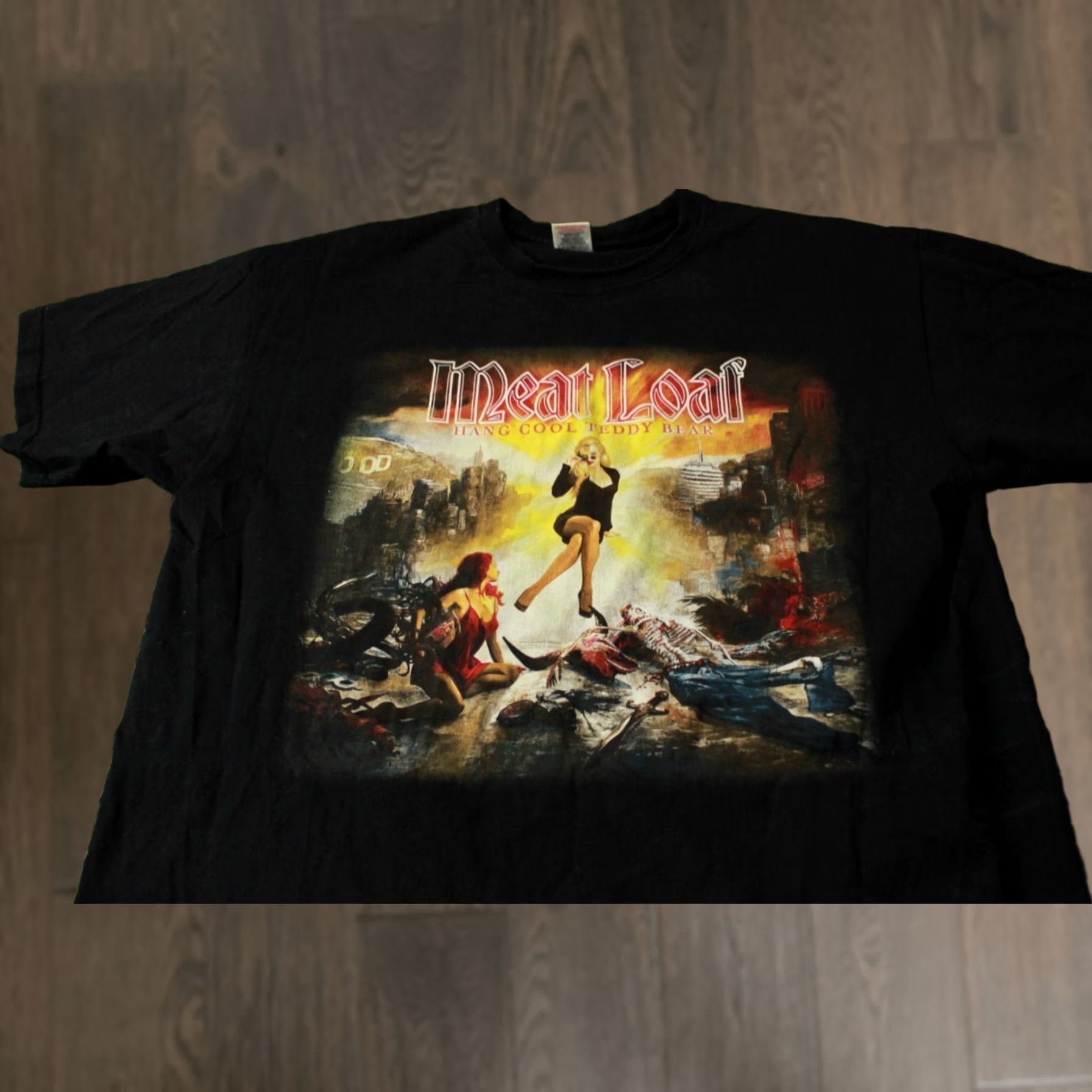 Fruit Of The Loom Meat Loaf Hang Cool Teddy Bear Shirt Men L Fruit of the Loom 100% Cotton Black Short Sleeve Rock Print Decade 2000s Sports Tee Size US L / EU 52-54 / 3 - 1 Thumbnail