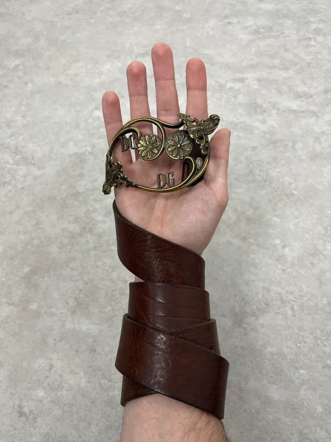 Dolce & Gabbana 2000s Dolce & Gabbana Antique Brown Leather Belt Size ONE SIZE - 2 Thumbnail