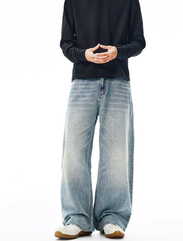 Jean Men's washed loose distressed scimitar jeans Y2K jeans Size US 32 / EU 48 - 1 Thumbnail