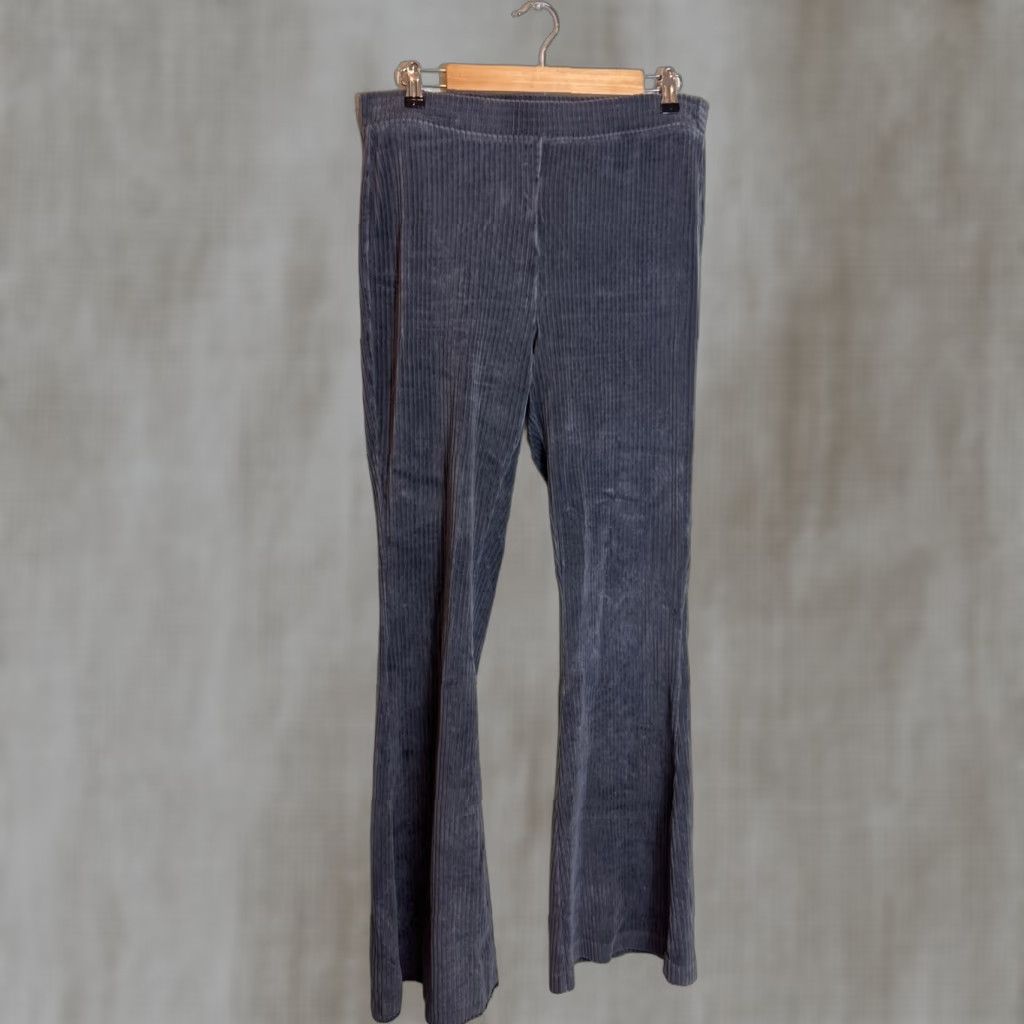 Vintage Aerie Groove-On Velour High Waisted Flare Pant L Gray Sweatpants Flared Womens 32x34 Size 36" / US 14 / IT 50 - 1 Thumbnail