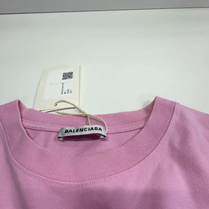 Balenciaga Balenciaga Pink Logo Print Short Sleeve T-Shirt 0079-2507 Size L / US 10 / IT 46 - 3 Thumbnail