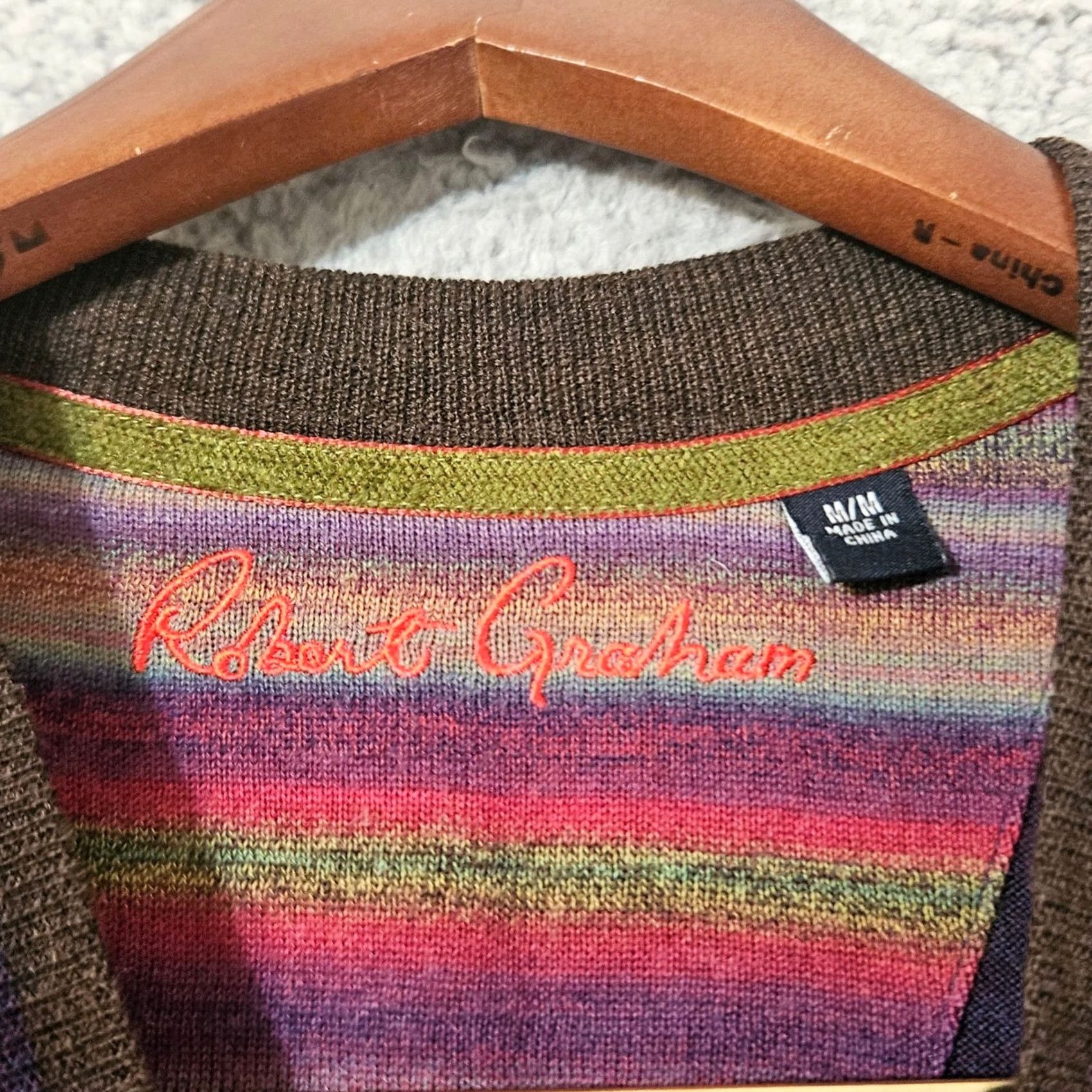 Robert Graham Robert Graham Purple Sweater Men Size M 100% Wool V-Neck Classic Fit Pullover Shirt (adapted as category: Sweater) Size US M / EU 48-50 / 2 - 3 Thumbnail