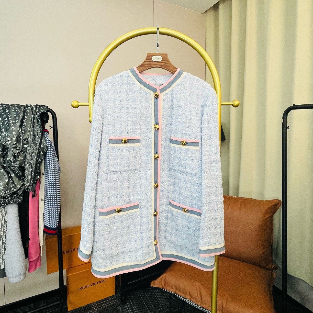 Gucci Blue gold buckle fragrance cardigan sweater 2501-Next