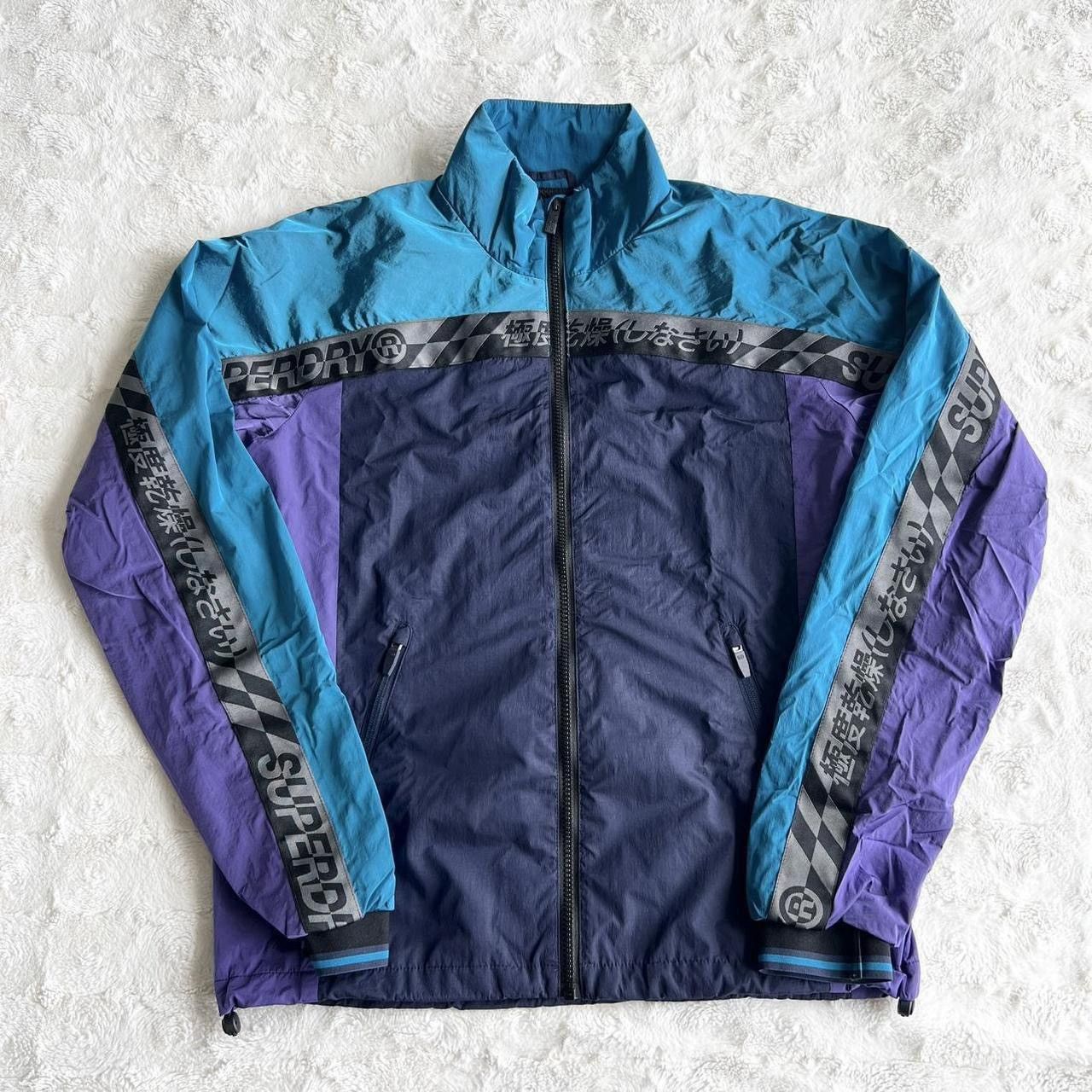 Superdry Superdry Track Jacket Mens XS Blue City Neon Colorblock Mesh Size US XS / EU 42 / 0 - 1 Thumbnail