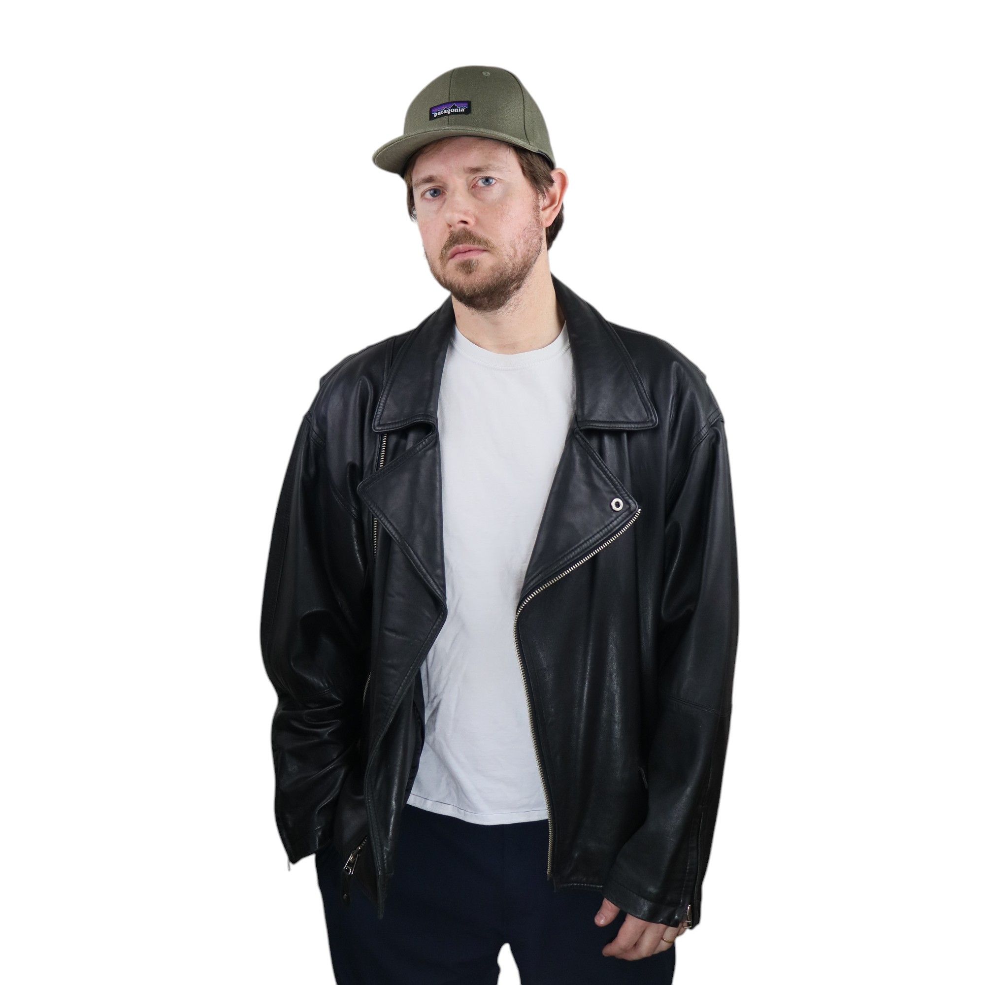 Vintage Black Leather Motorcycle jacket Schott avirex Hermes