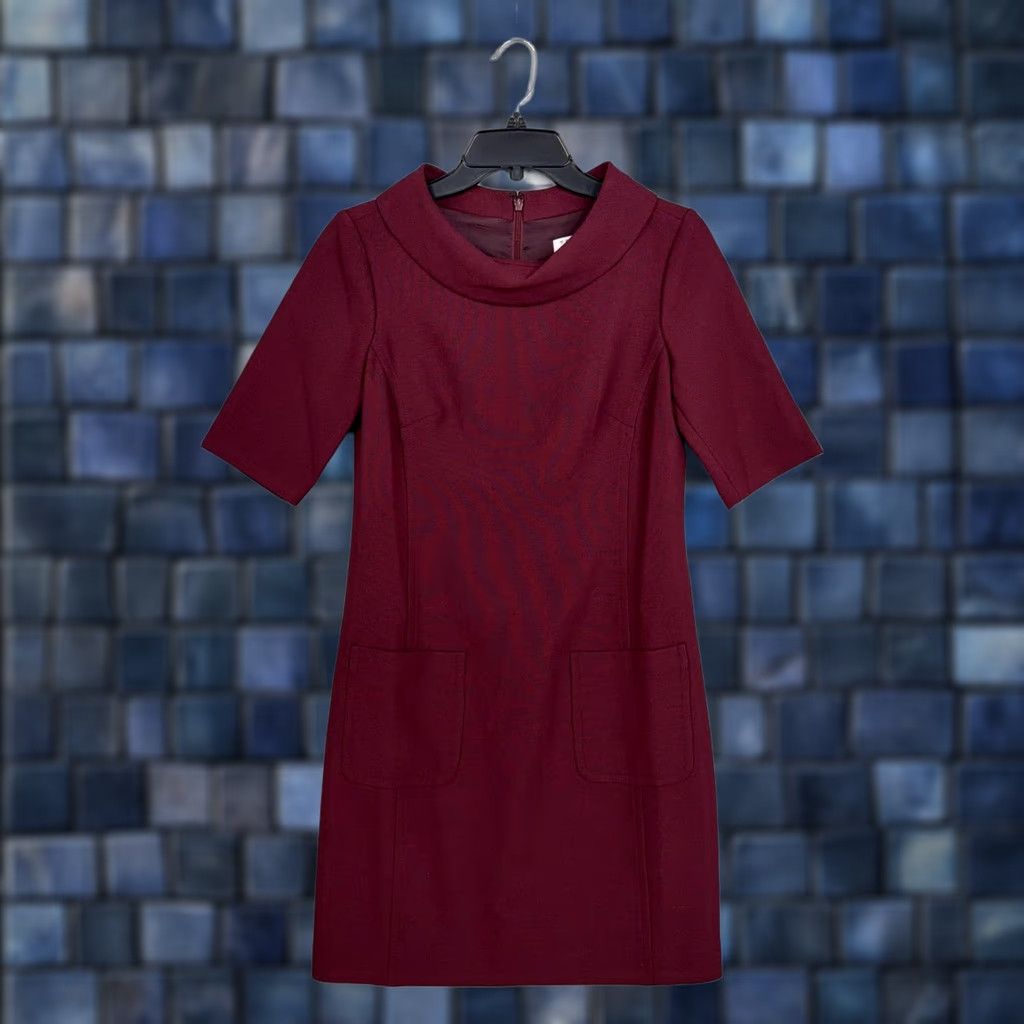 Trina Turk Trina Turk Dress Womens 0 Red Collared Short Sleeve Mini Shift Pockets Workwear Dress Size 25" / US 0 / IT 36 - 1 Thumbnail