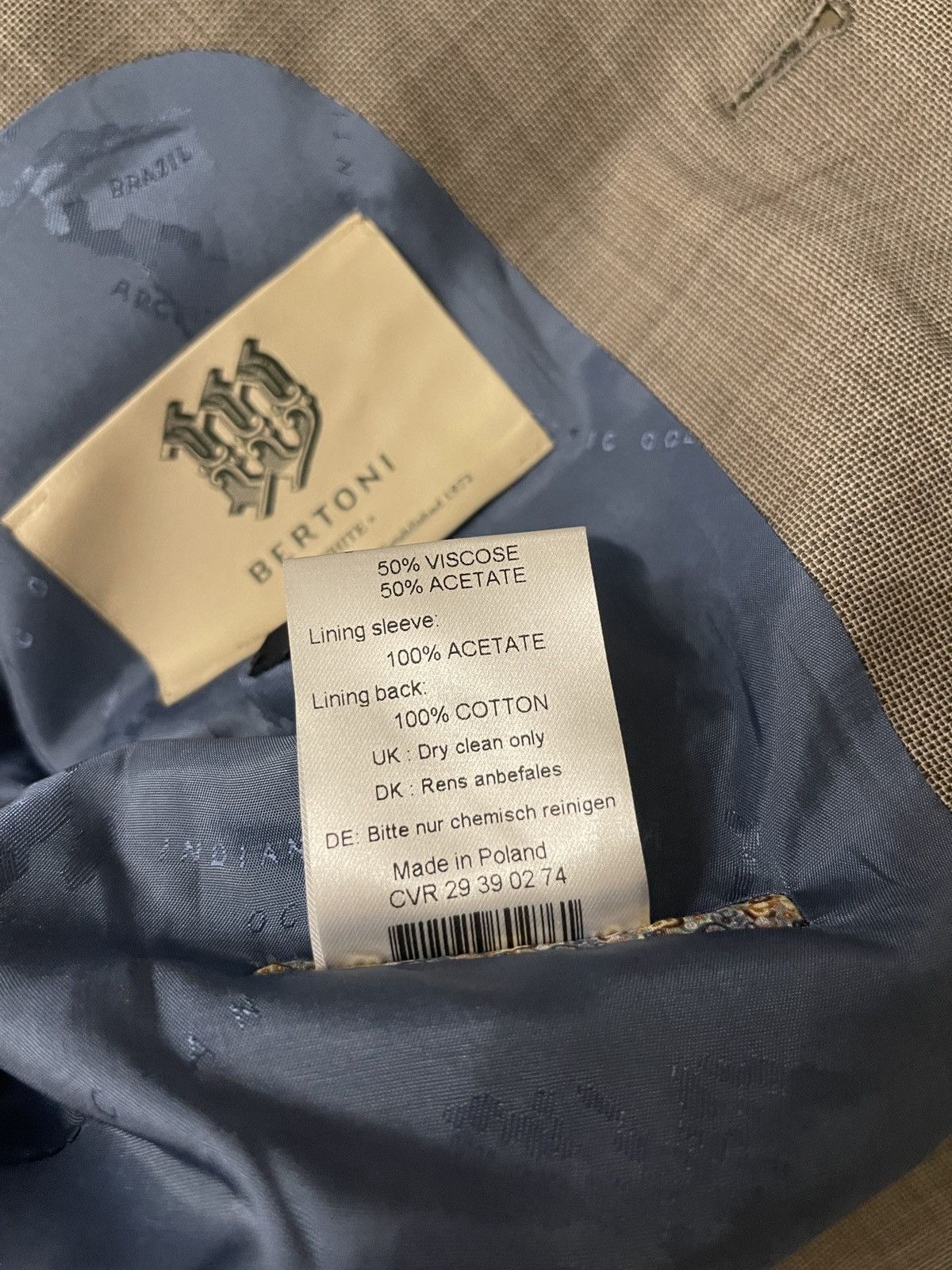 Designer Designer light blazer sport coat Bertoni wool classic jacket Size 38R - 15 Thumbnail