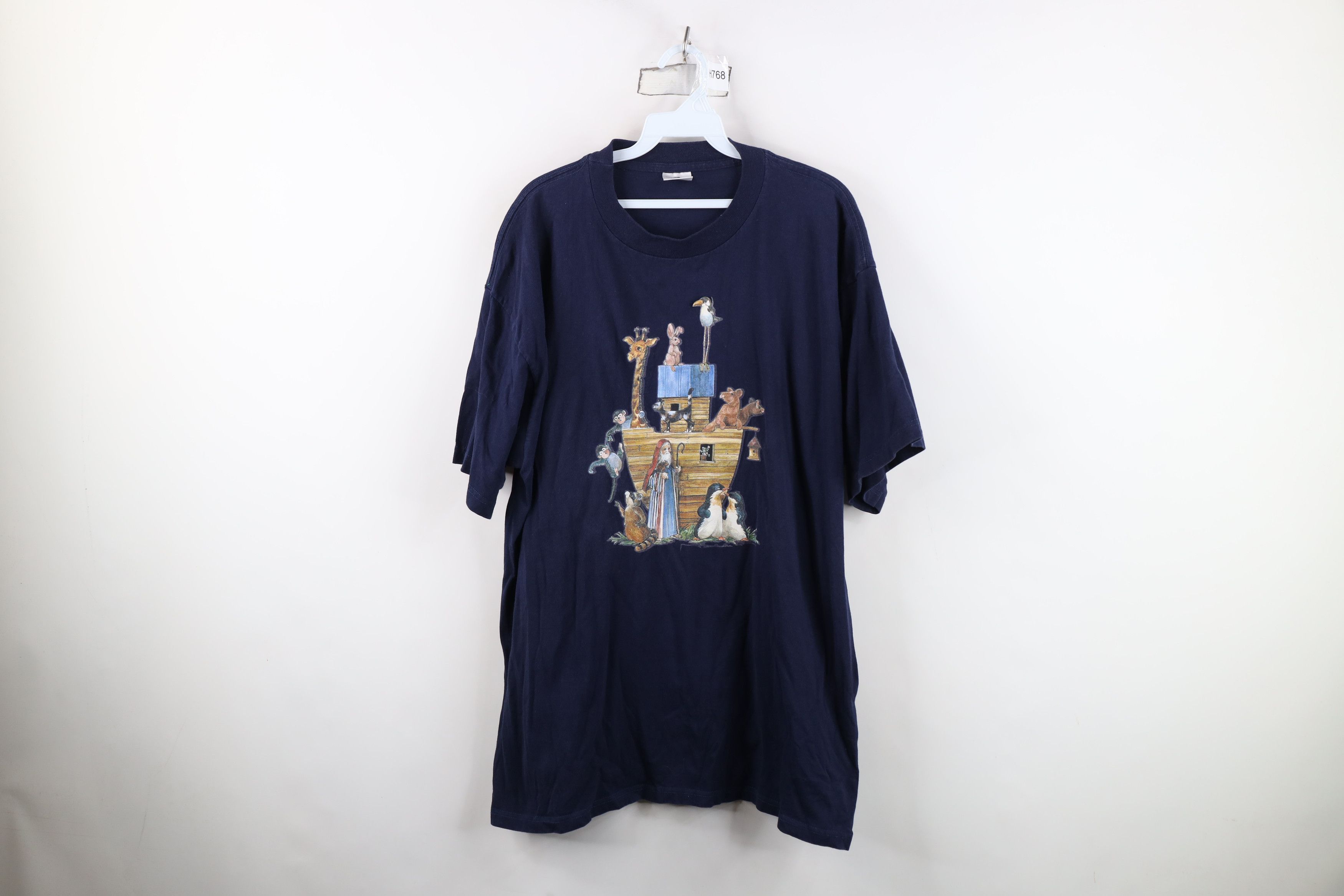 Vintage Vintage 90s Streetwear Noahs Ark Animals T-Shirt Blue Size US XL / EU 56 / 4 - 1 Thumbnail
