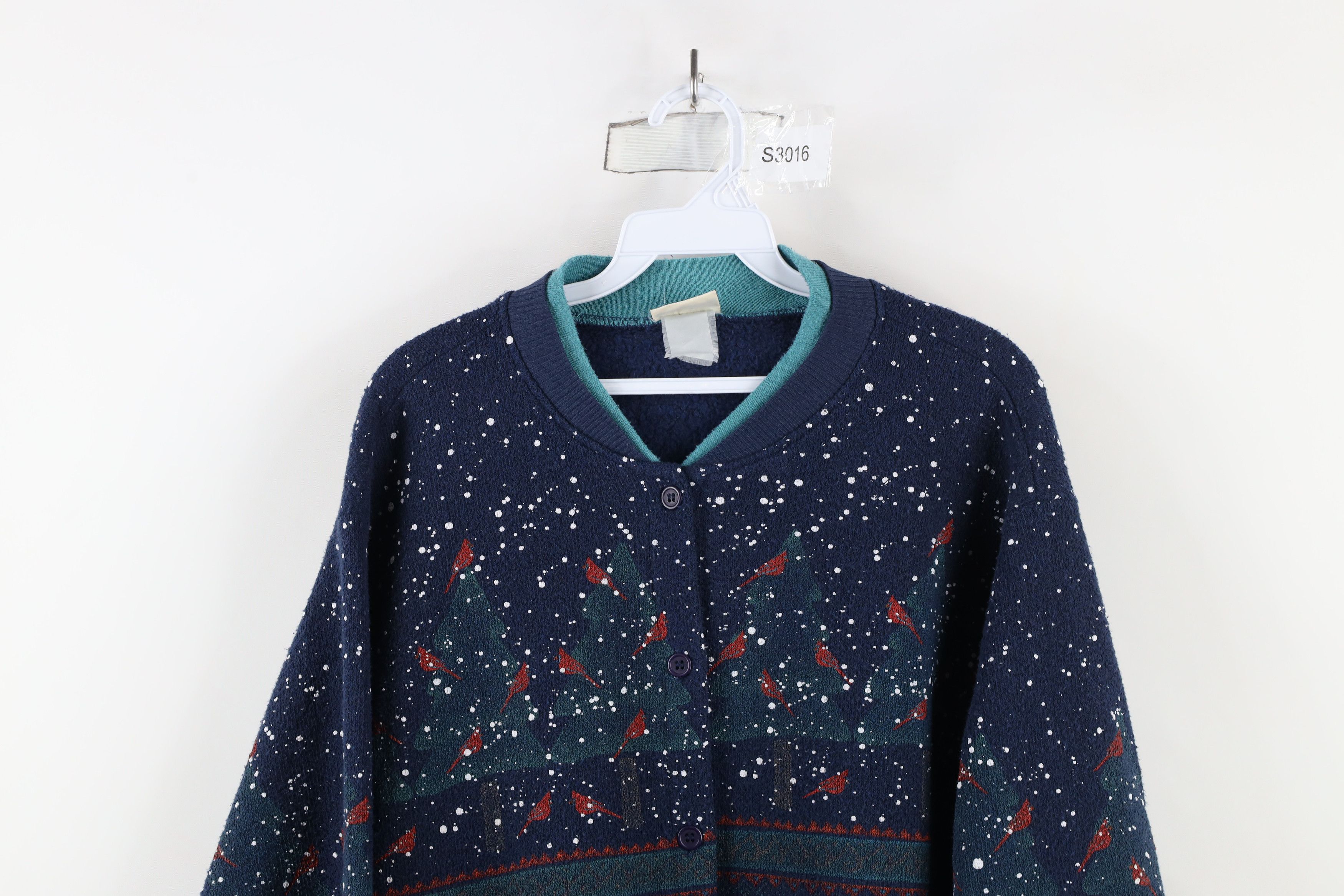 Vintage Vintage 90s All Over Print Terry Cloth Cardigan Sweater USA Size XL / US 12-14 / IT 48-50 - 2 Thumbnail