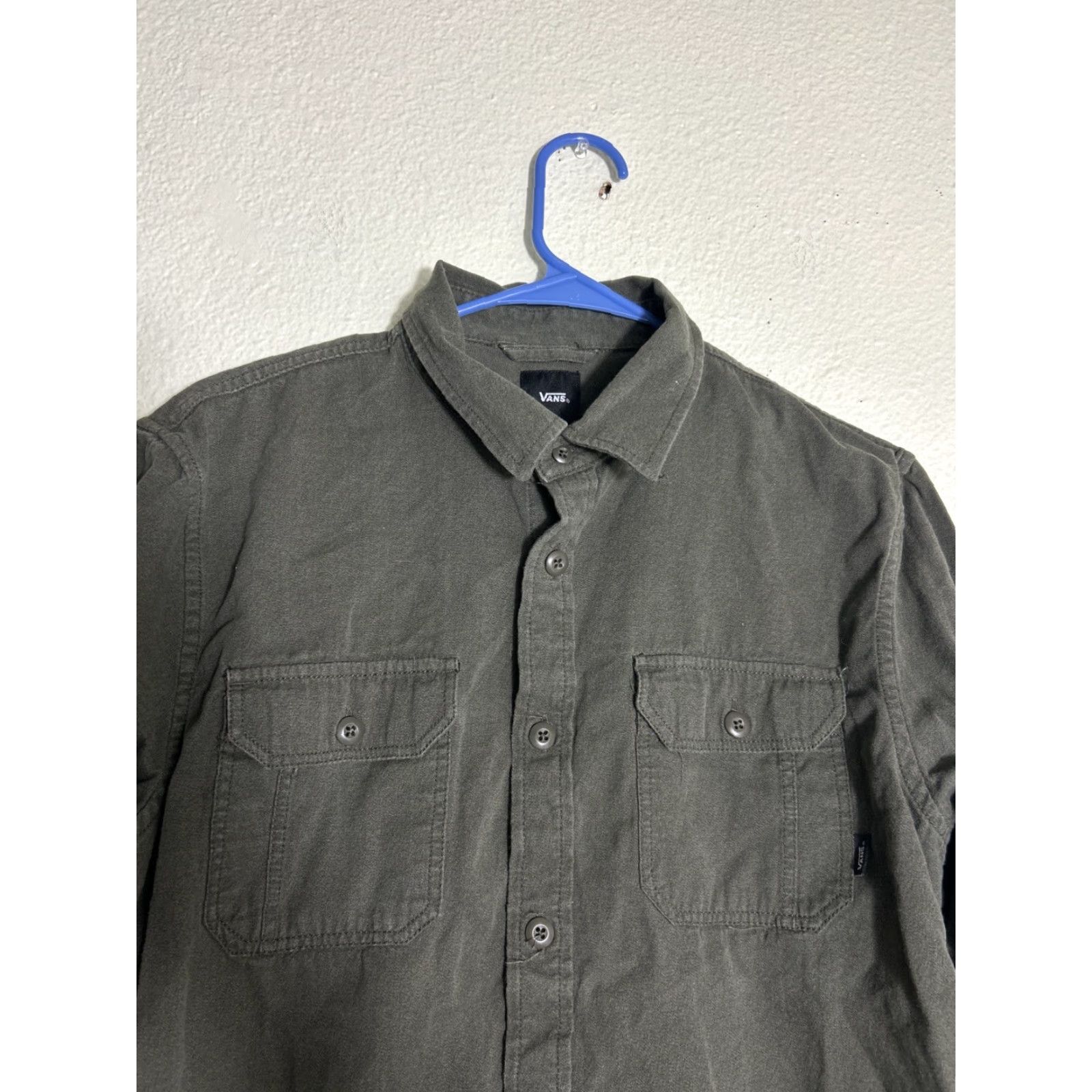 Vans Vans Army Green Long Sleeve Button-Up Shirt Mens M 100% Cotton Classic Fit Size US M / EU 48-50 / 2 - 3 Thumbnail