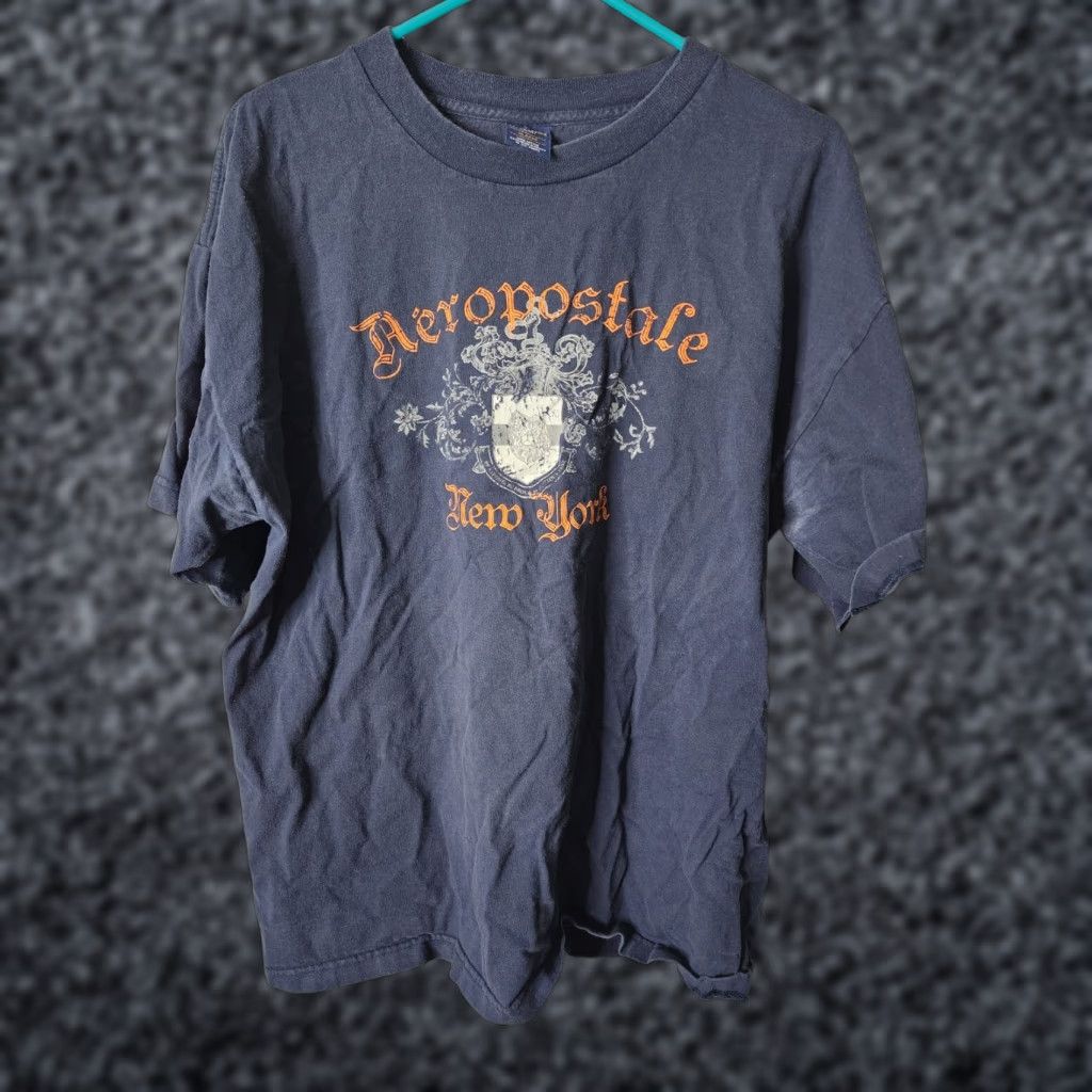 Aeropostale VINTAGE Aeropostle T-Shirt Mens XL New York Distressed 90s Blue Cotton Jersey Crew Neck Short Sleeve United We Stand Graphic Print Mens Size XL Size US XL / EU 56 / 4 - 1 Thumbnail