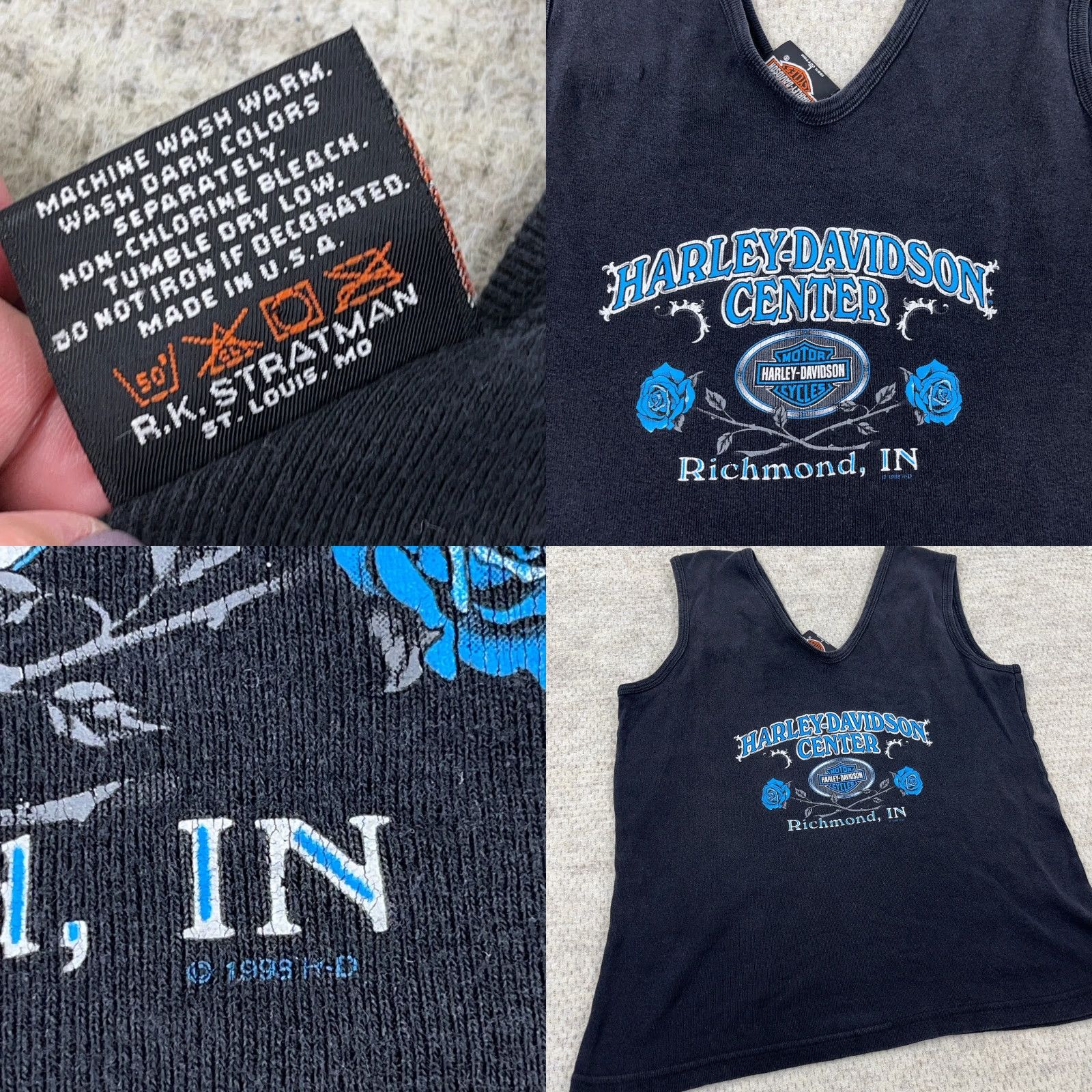 Harley Davidson VINTAGE Harley-Davidson Shirt Women L Black Tank Top V Neck Faded Tattoo Size L / US 10 / IT 46 - 8 Thumbnail