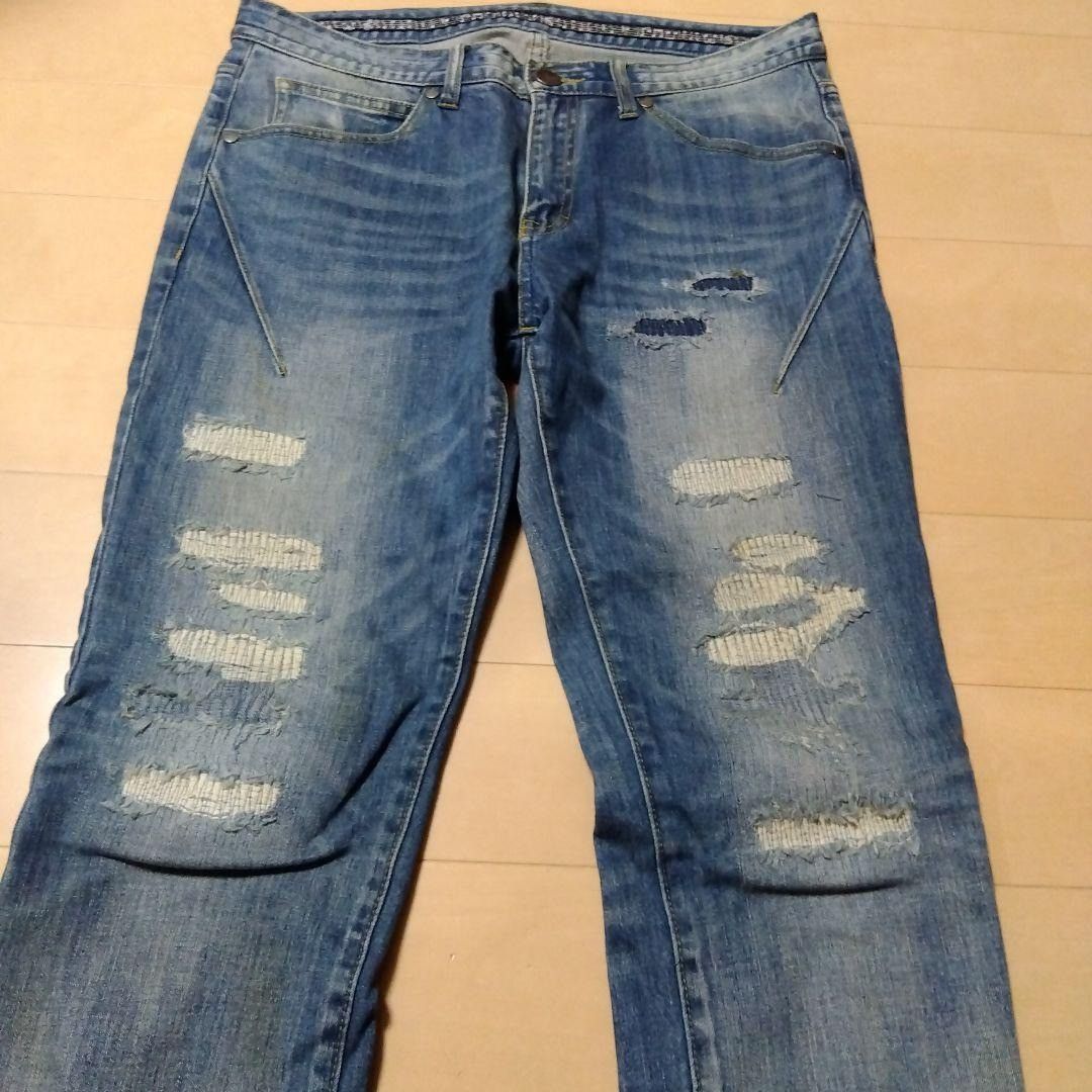 Number (N)ine NO TARIFFS! Number Nine Nano Universe Damaged Denim Jeans Size US 30 / EU 46 - 2 Thumbnail