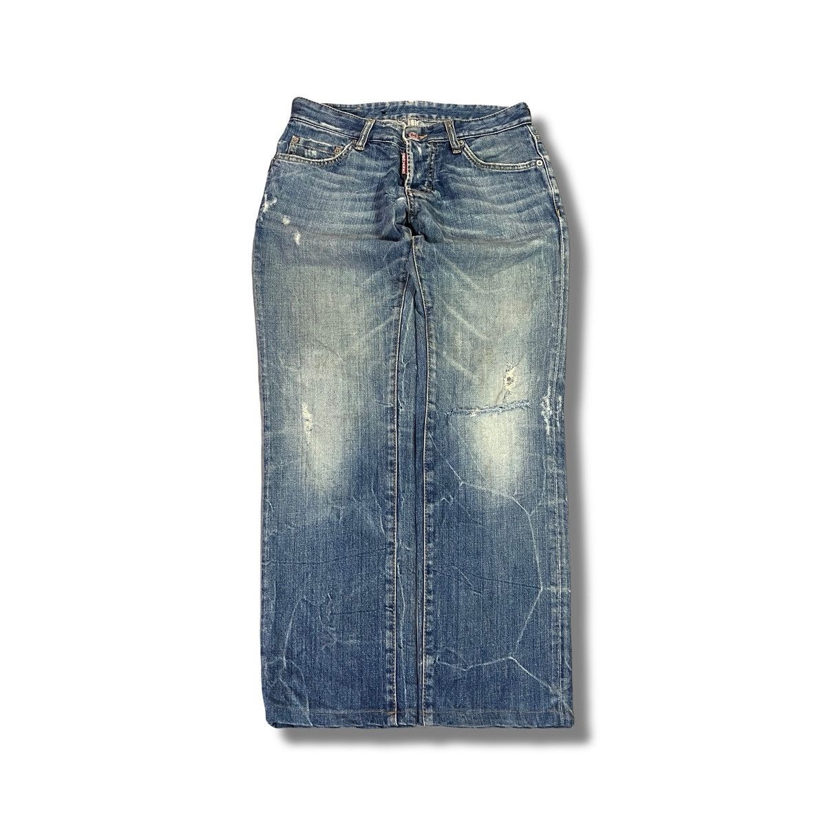 Number (N)ine Dsquared2 Distressed Light Wash Wide Leg Denim Kapital y2k Size US 27 - 1 Thumbnail