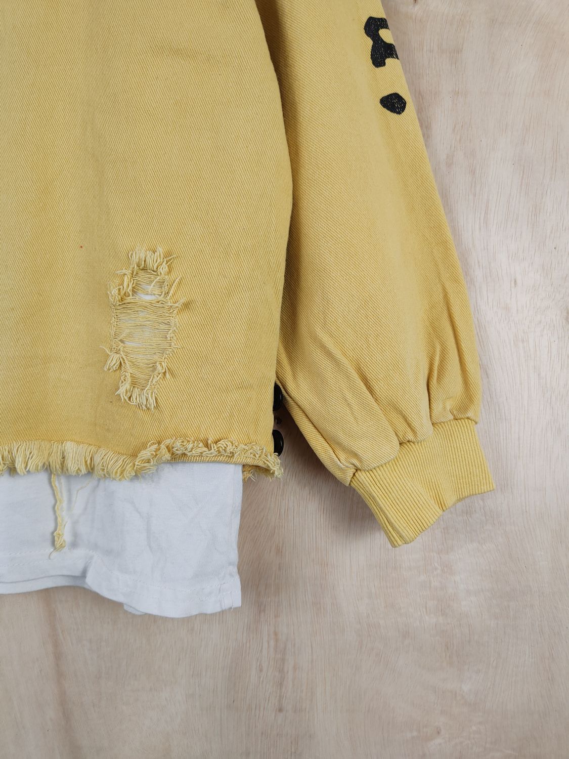 Japanese Brand Japan ripped distressed Yellow Thank You Sweatshirts #S2515 Size L / US 10 / IT 46 - 7 Thumbnail