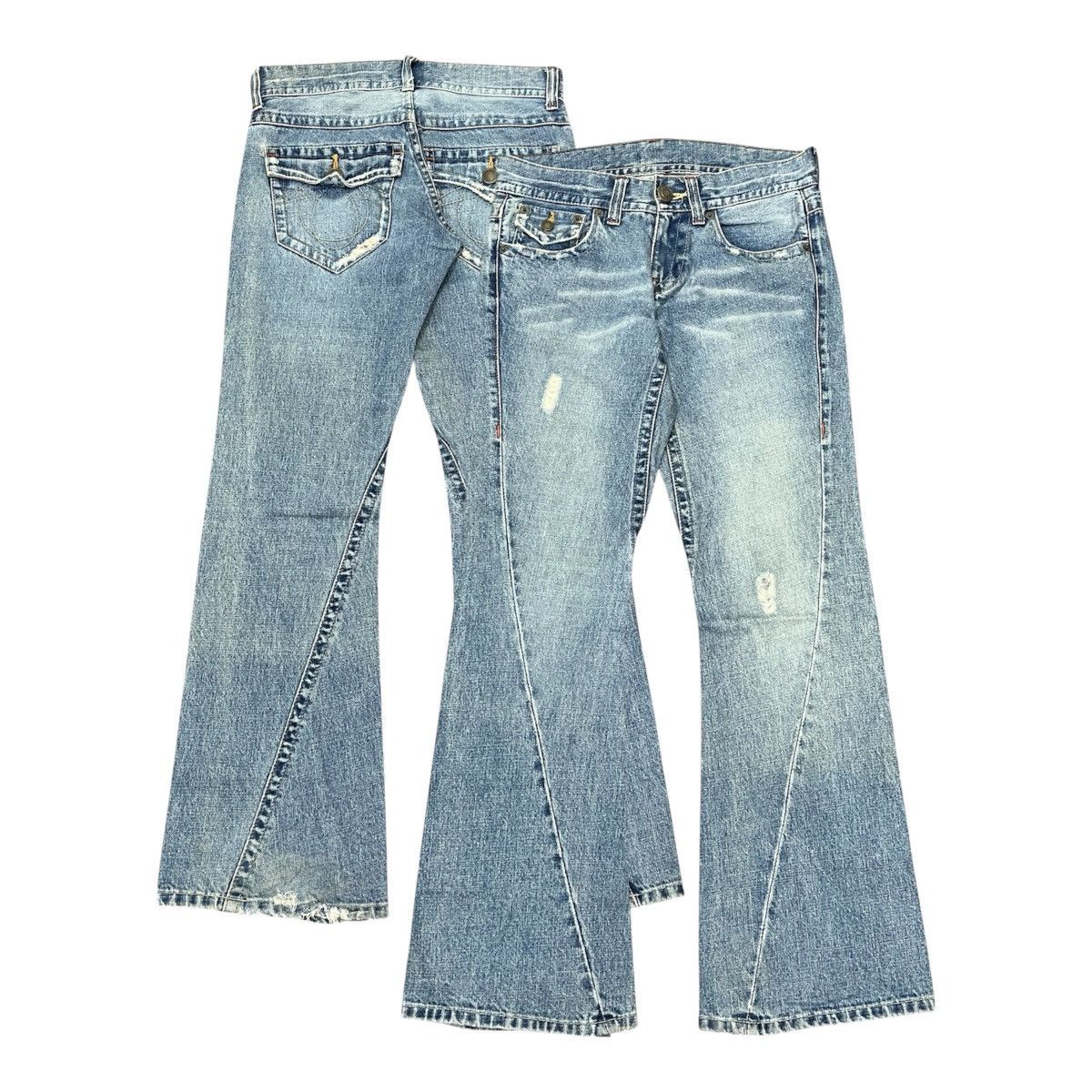 Japanese Brand Unknow - Flared Non-Alignmend Faded Denim ifsix Lgb Style Size US 29 - 1 Thumbnail