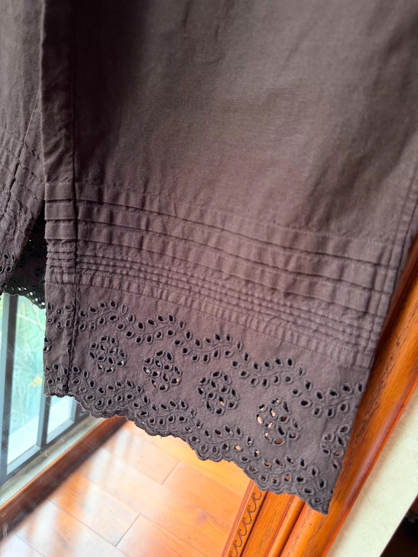 45rpm 45rpm coffee linen embroidered cutout wide-leg size 2 Size 26" / US 2 / IT 38 - 2 Thumbnail