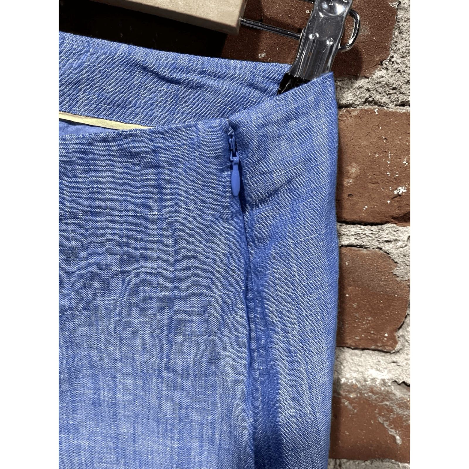 Talbots Talbots Skirt Womens 12P Petites A-Line Blue Linen Blend Embroidered Floral Short Lightweight Vintage: No Size 34" / US 12 / IT 48 - 5 Thumbnail