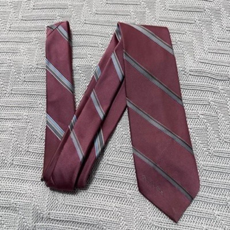Oscar De La Renta Vintage Oscar de la Renta maroon striped tie Size ONE SIZE - 1 Thumbnail