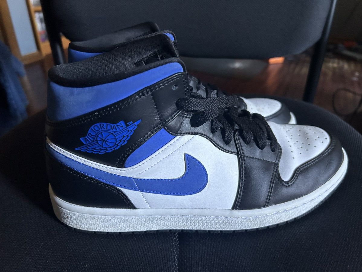 Jordan Brand × Nike Air Jordan 1 Mid White/Racer Blue - Black Men’s 9.5 Size US 9.5 / EU 42-43 - 3 Thumbnail