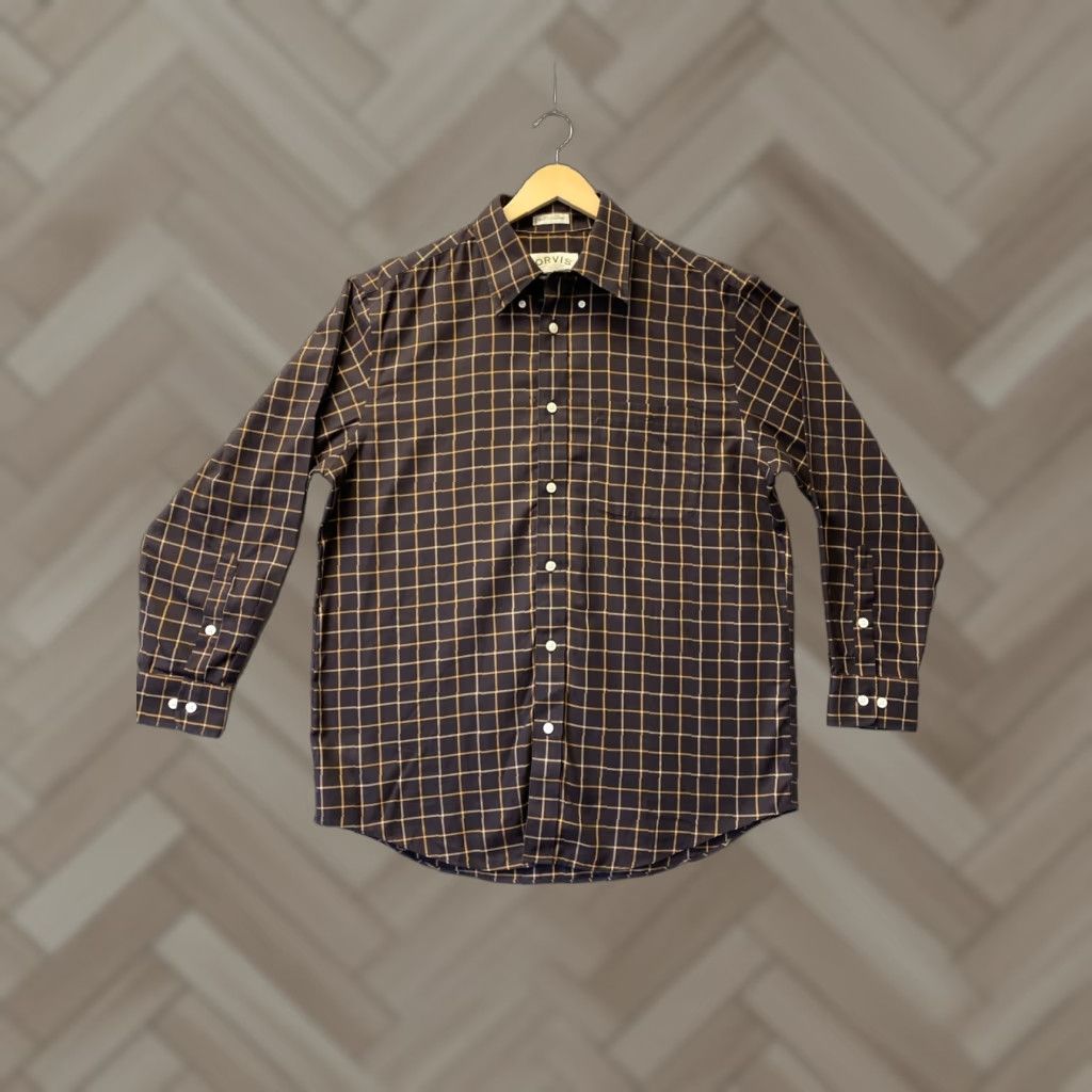 Orvis VINTAGE Orvis Men’s Button Shirt Large Brown Check Casual Workwear Fall Winter Cotton Mens Size US L / EU 52-54 / 3 - 1 Thumbnail