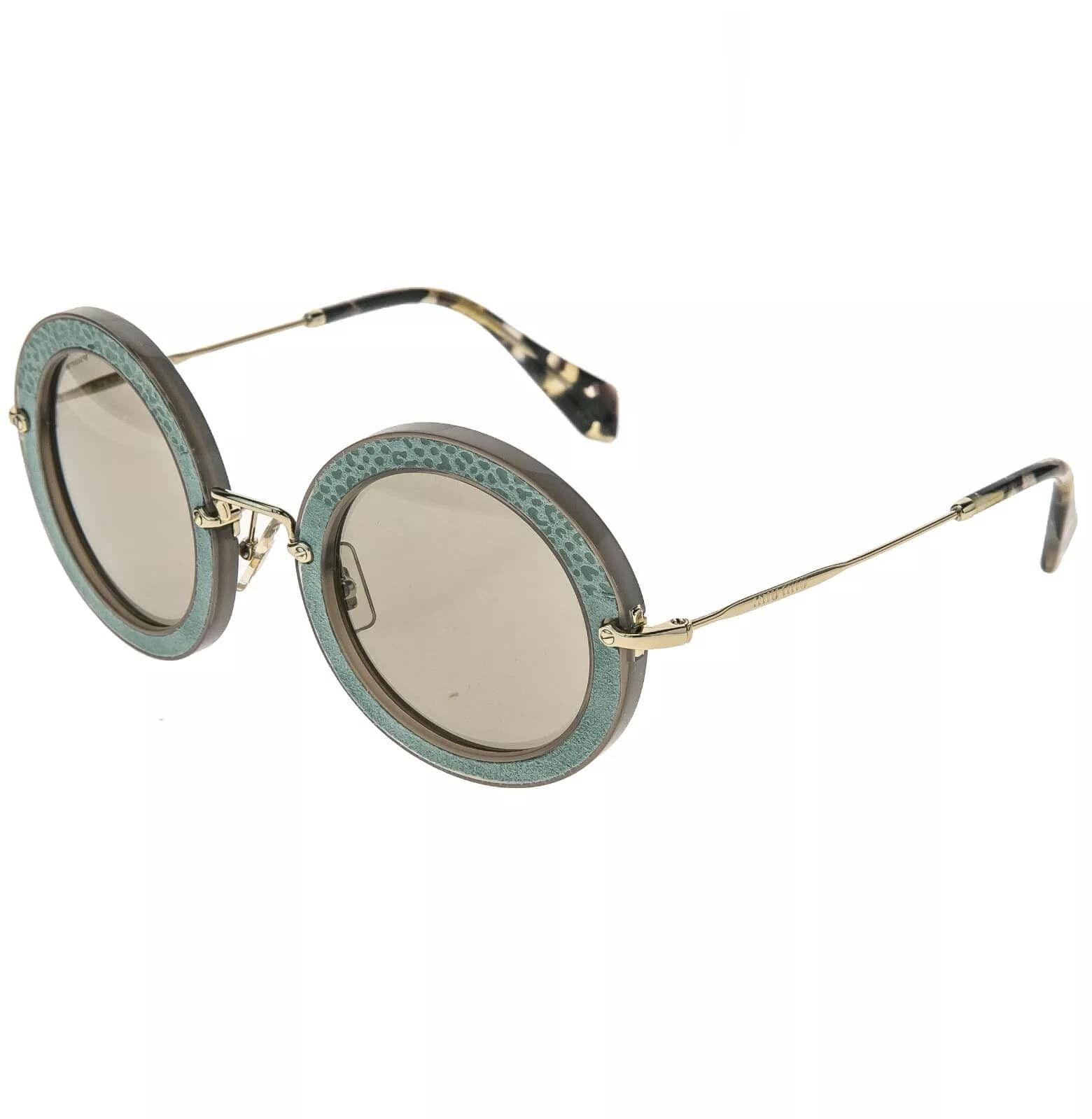 Miu Miu MIU MIU 08R ANIMAL Print LEATHER Round Sunglasses MU08RS Size ONE SIZE - 11 Thumbnail