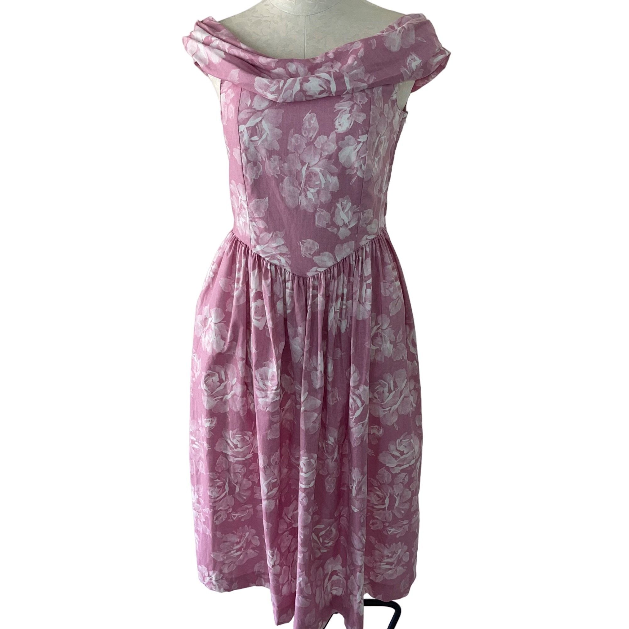 Laura Ashley Vintage Womens Midi Fit And Flare Dress Size 10