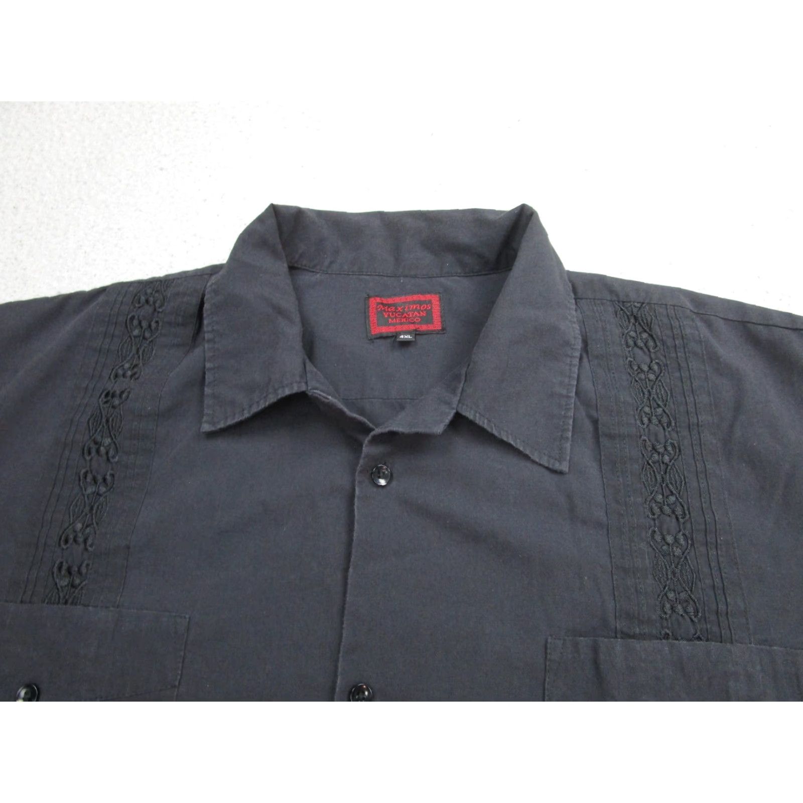 Vintage Maximos Yucatan Shirt Mens 4XL Black Short Sleeve Button-Up Relaxed Fit Pockets Size US XXL / EU 58 / 5 - 4 Thumbnail