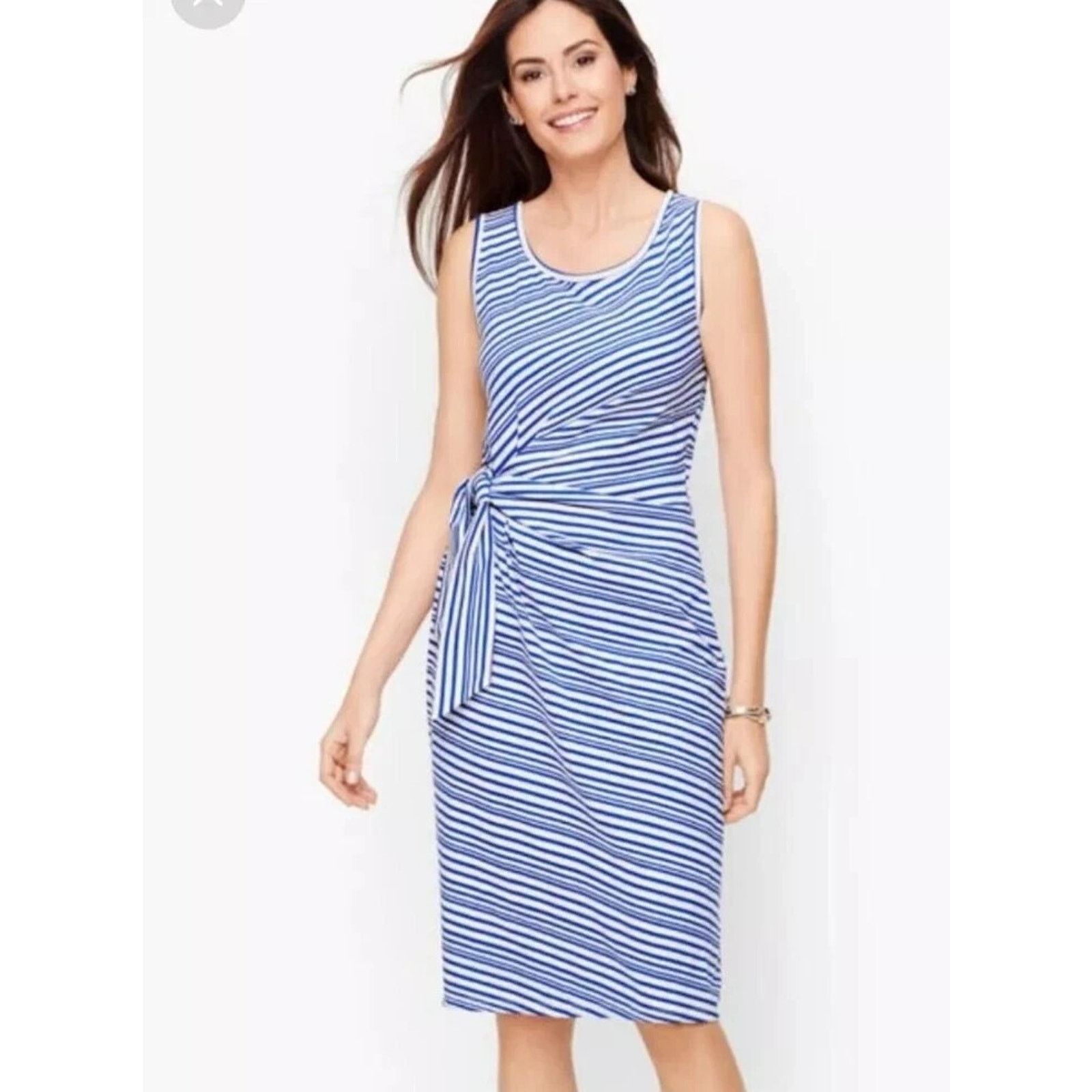 Robert Talbott Talbots Blue Sleeveles Tank Dress Side Tie Cotton XL A000911 Size XL / US 12-14 / IT 48-50 - 1 Thumbnail