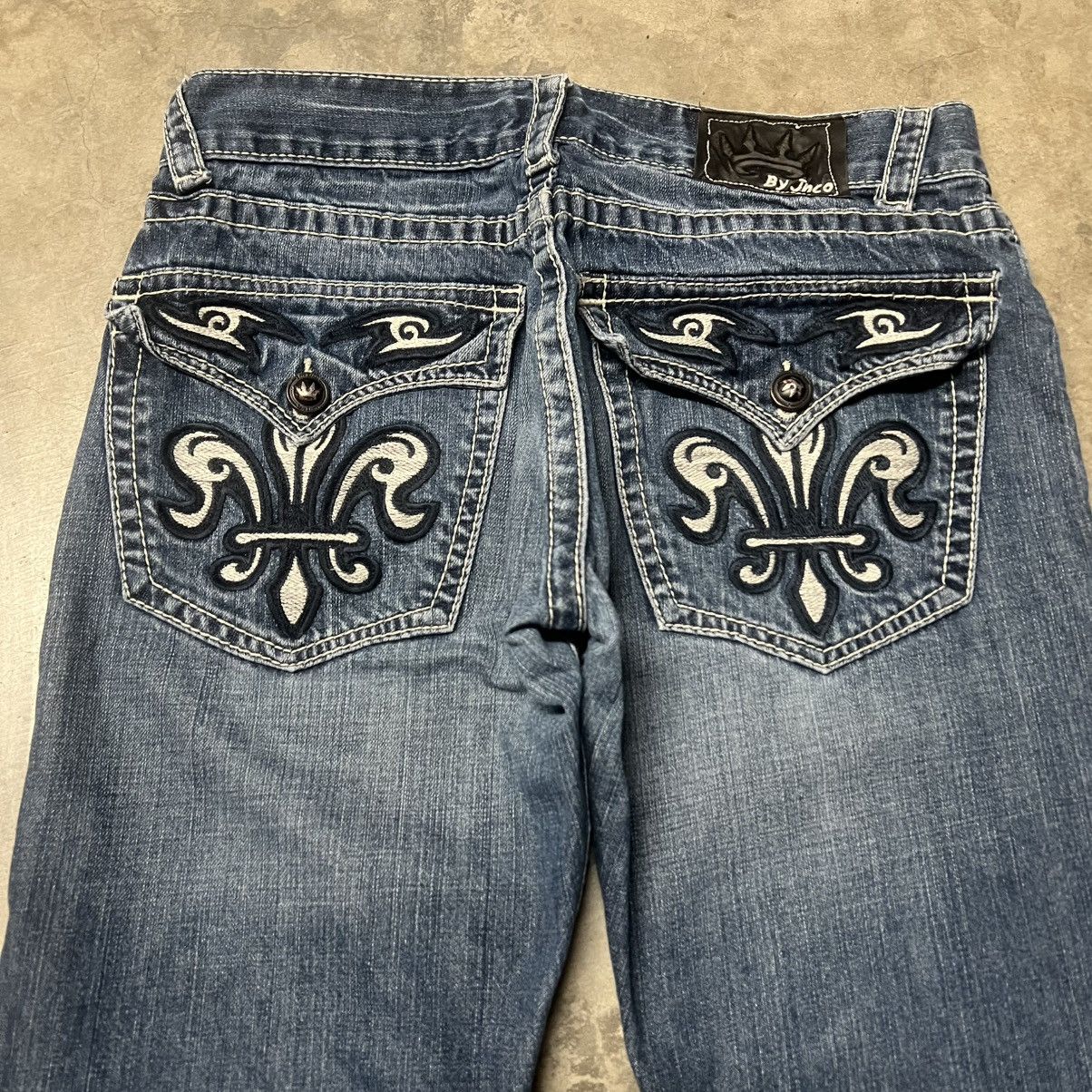 Affliction × Ed Hardy × JNCO Vintage Y2K JNCO Straight-Leg Embroidered Denim Jeans Size US 34 / EU 50 - 1 Thumbnail