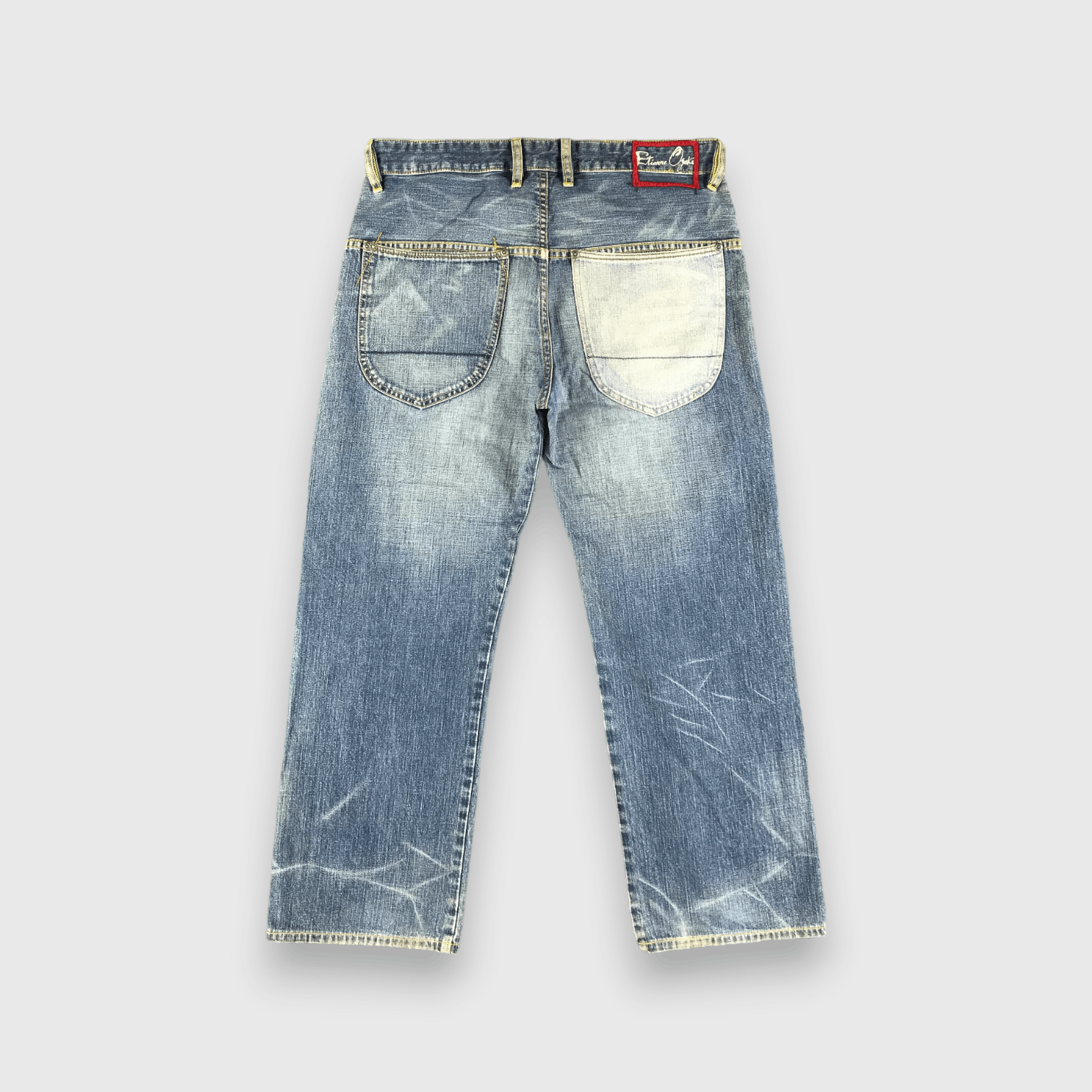 Japanese Brand Etienne Ozeki Jeans Faded Blue Denim -J2733 Size US 35 - 2 Thumbnail