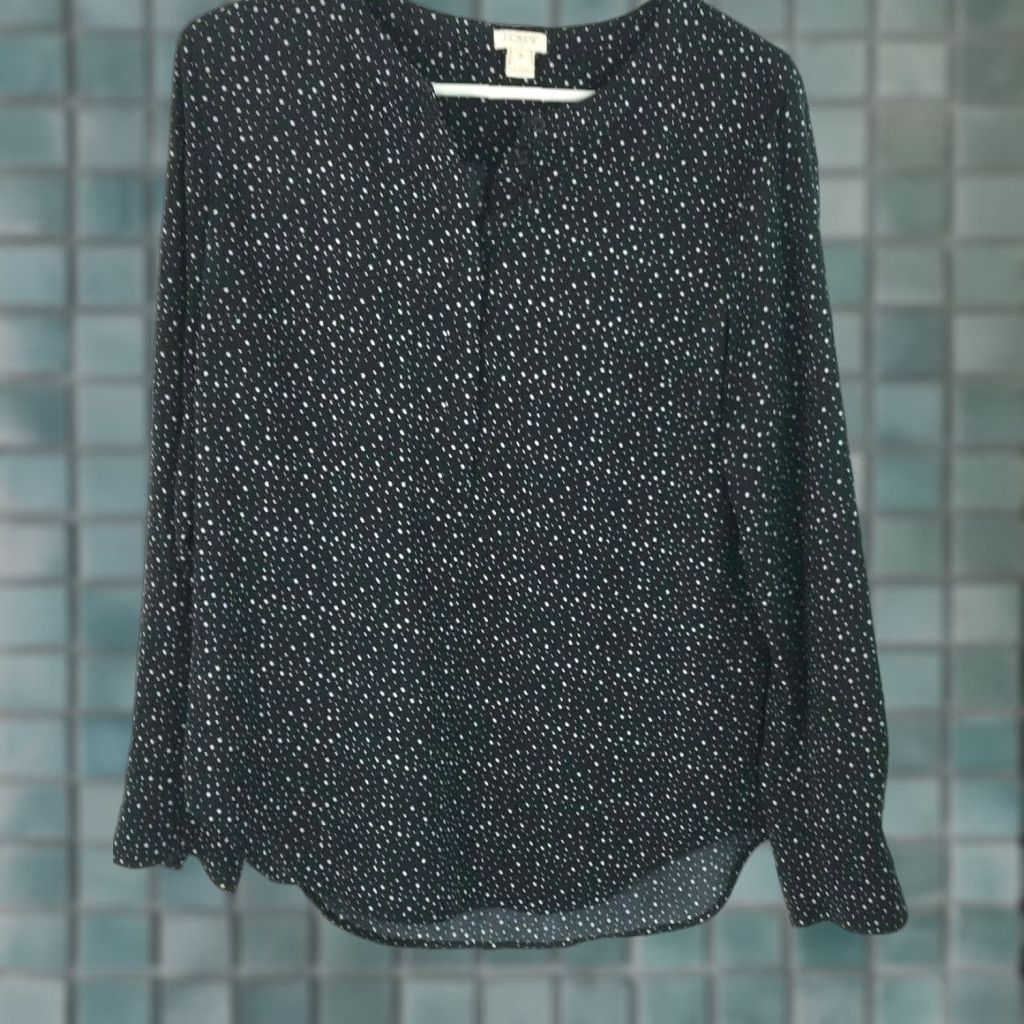 J.Crew J Crew Womens Top Size Small Black Floral Casual Blouse Tunic Long Sleeves Size S / US 4 / IT 40 - 1 Thumbnail